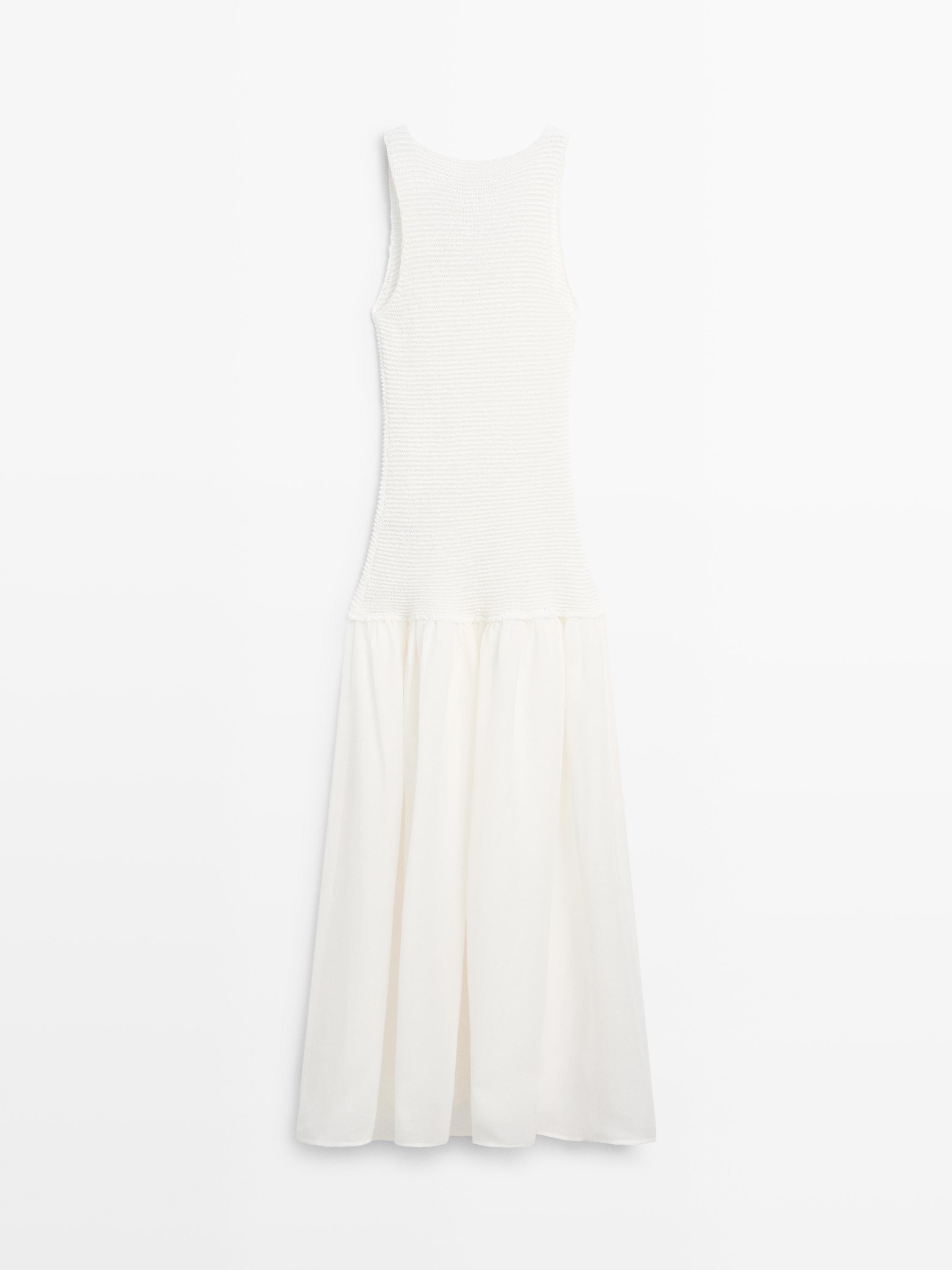 Long matching linen blend dress