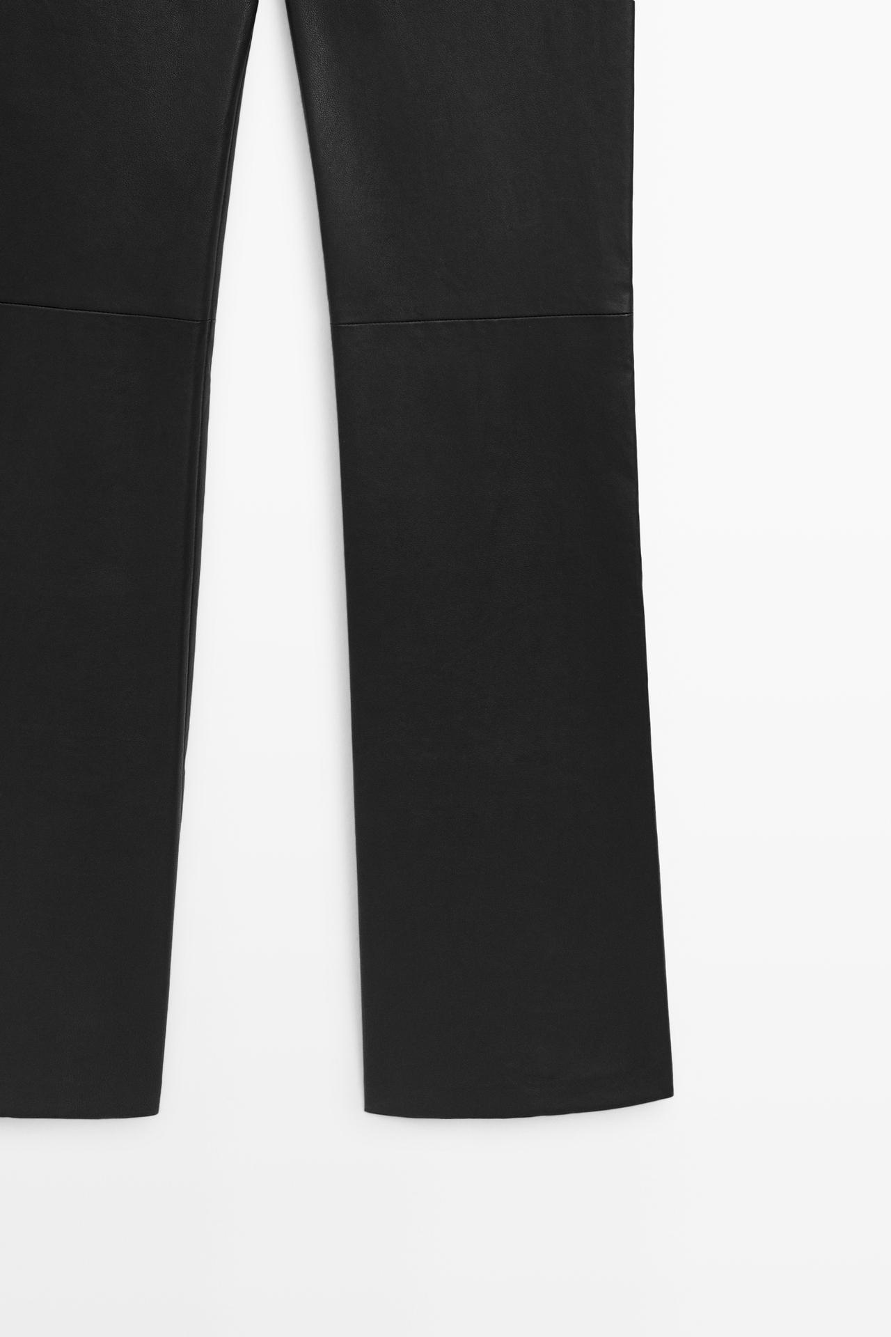 Nappa leather flare fit leggings — BLACK