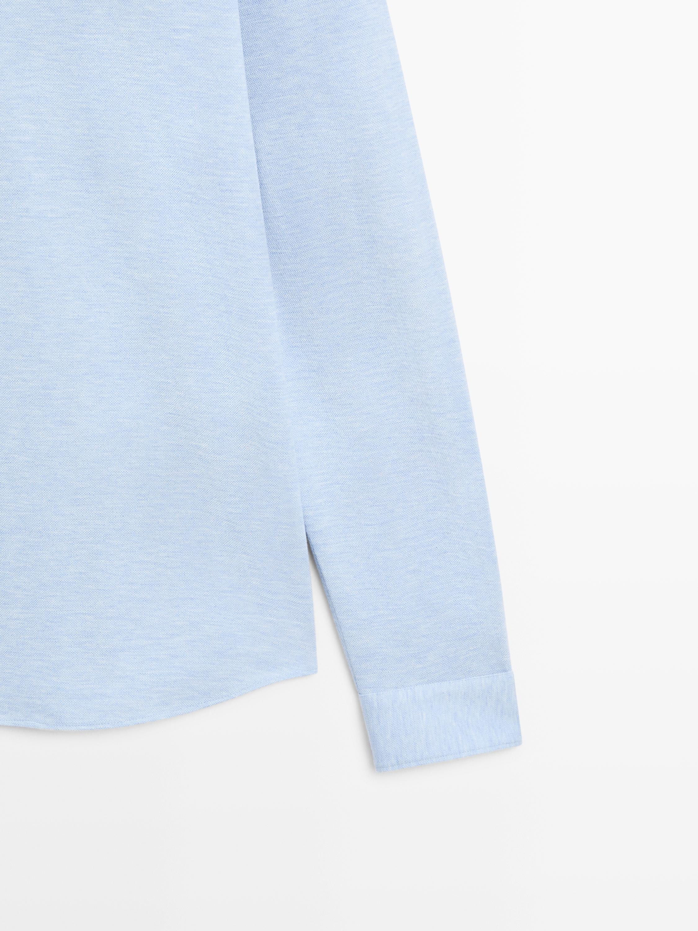 Regular fit melange shirt — SKY BLUE