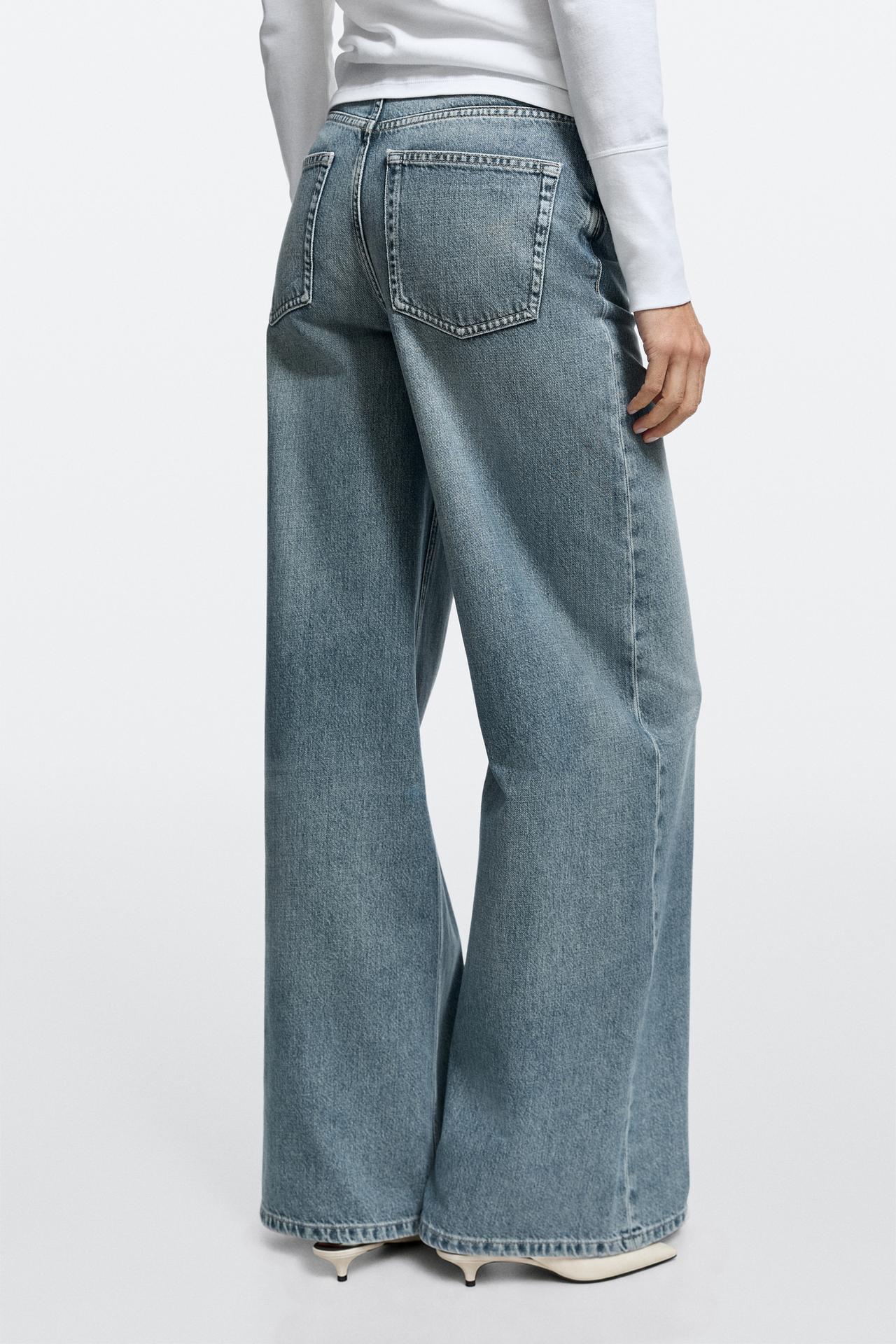 High-waist wide-leg jeans — Dark blue