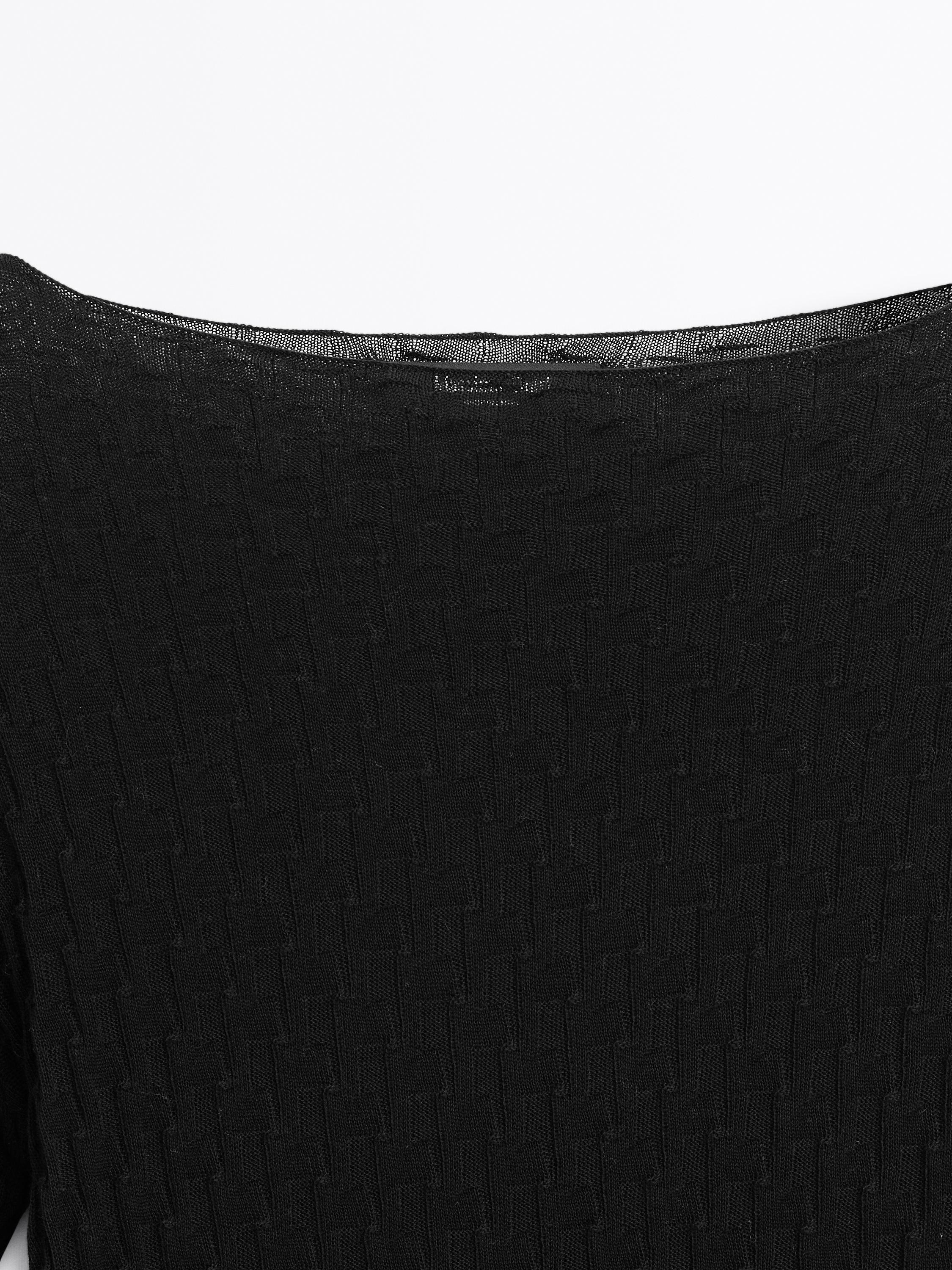 Top manches longues texturé 100 % coton