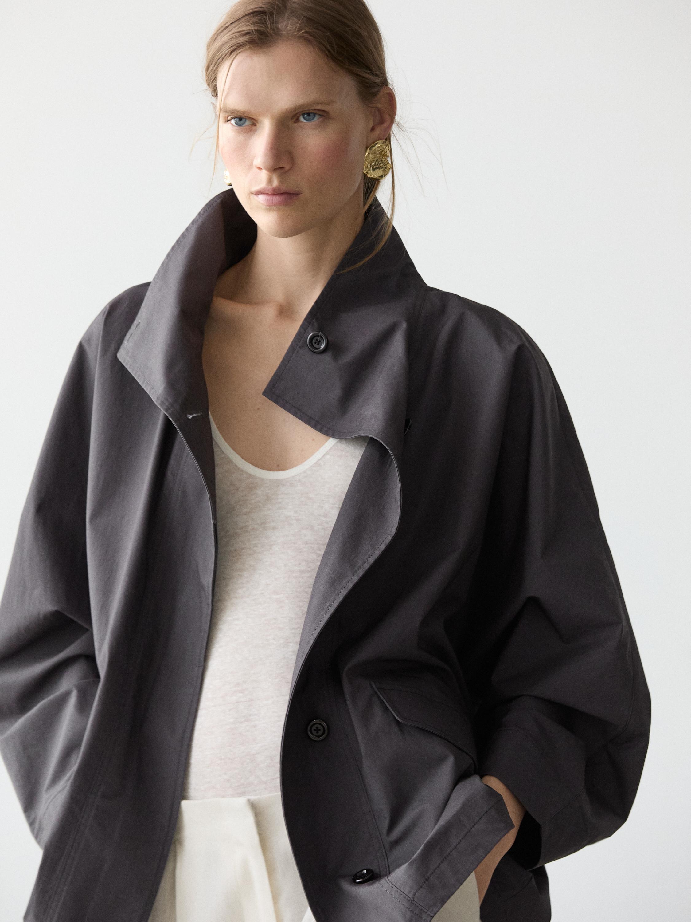 Short cotton cape jacket — DARK BLUE