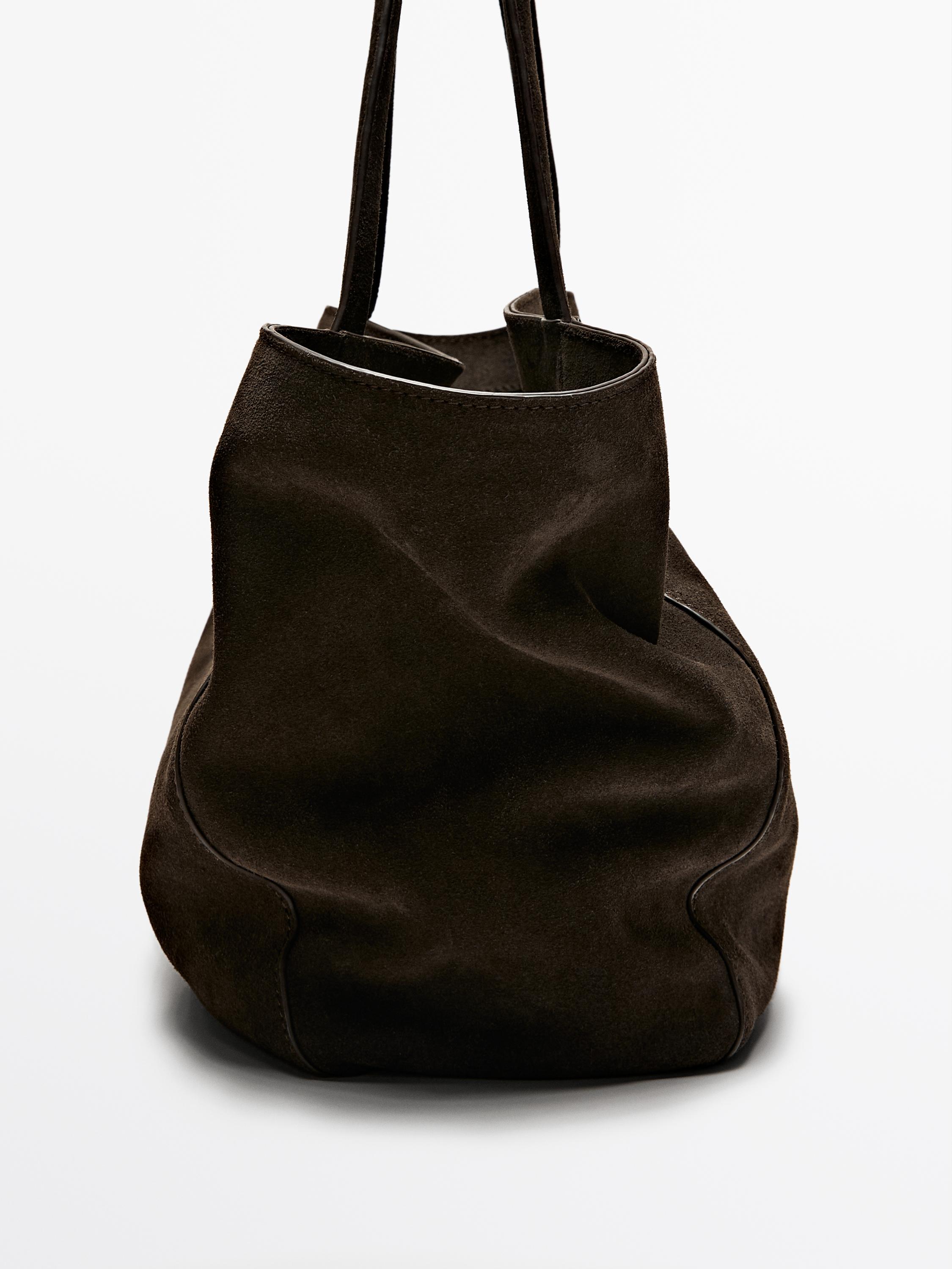 Half icon split suede bag