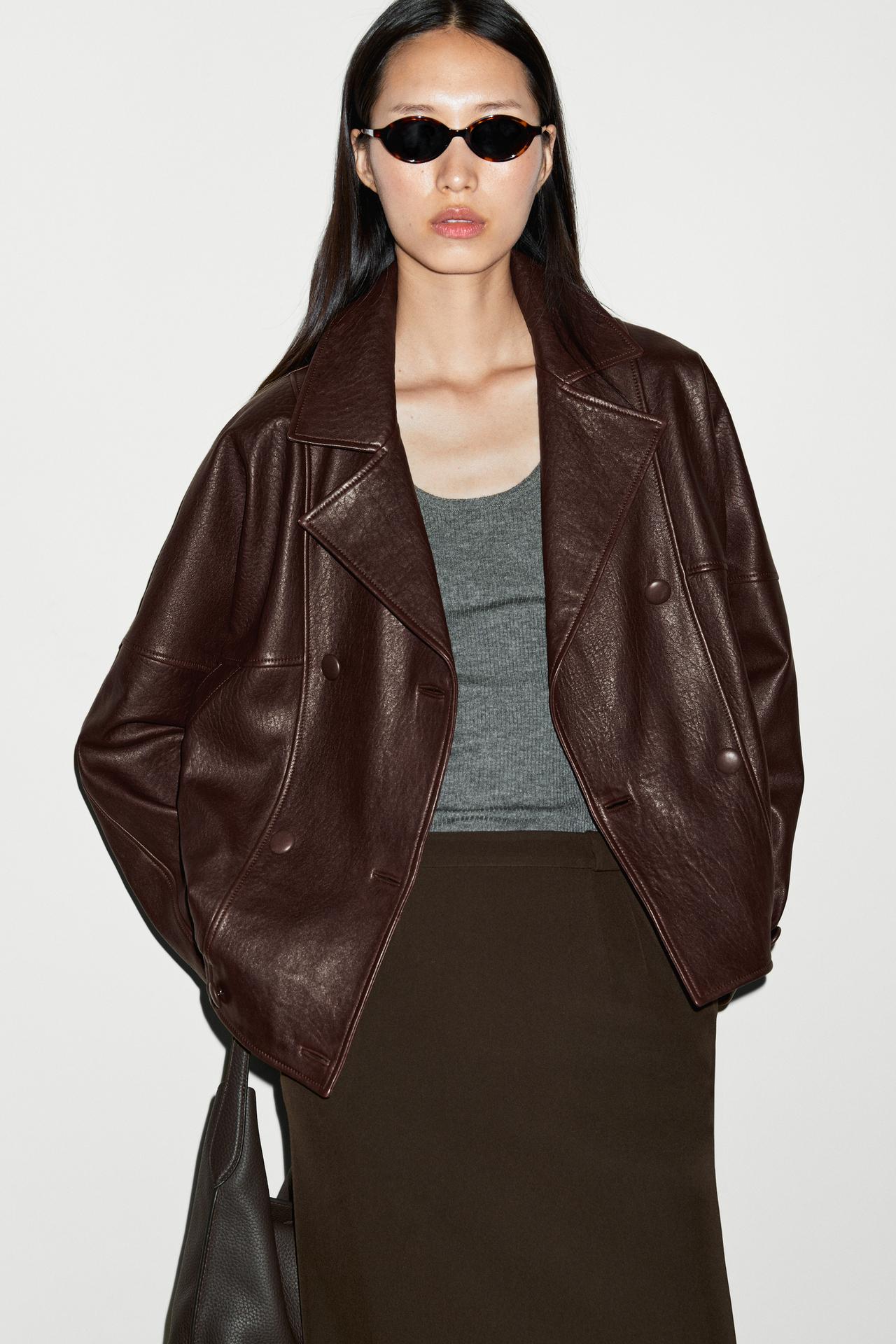 Nappa leather bomber jacket — BROWN
