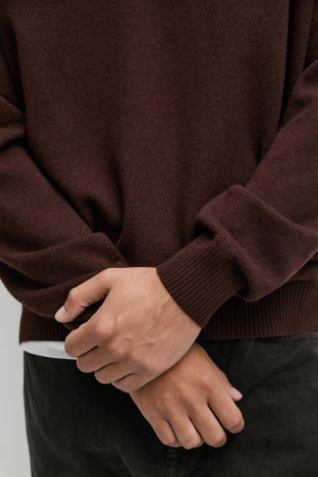 Wool blend polo sweater — BRANDY