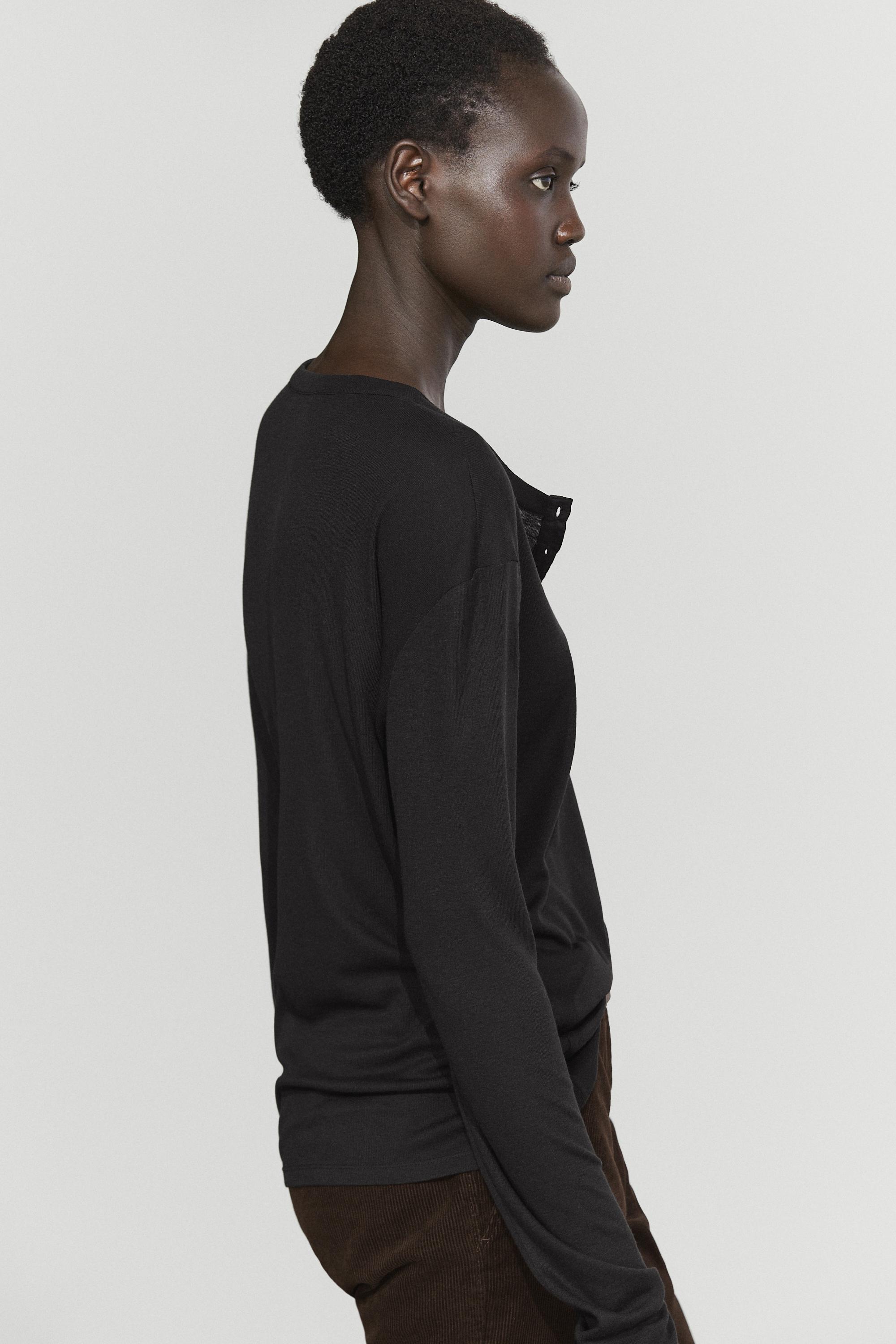 Massimo Dutti Düğmeli yaka t-shirt görsel 5