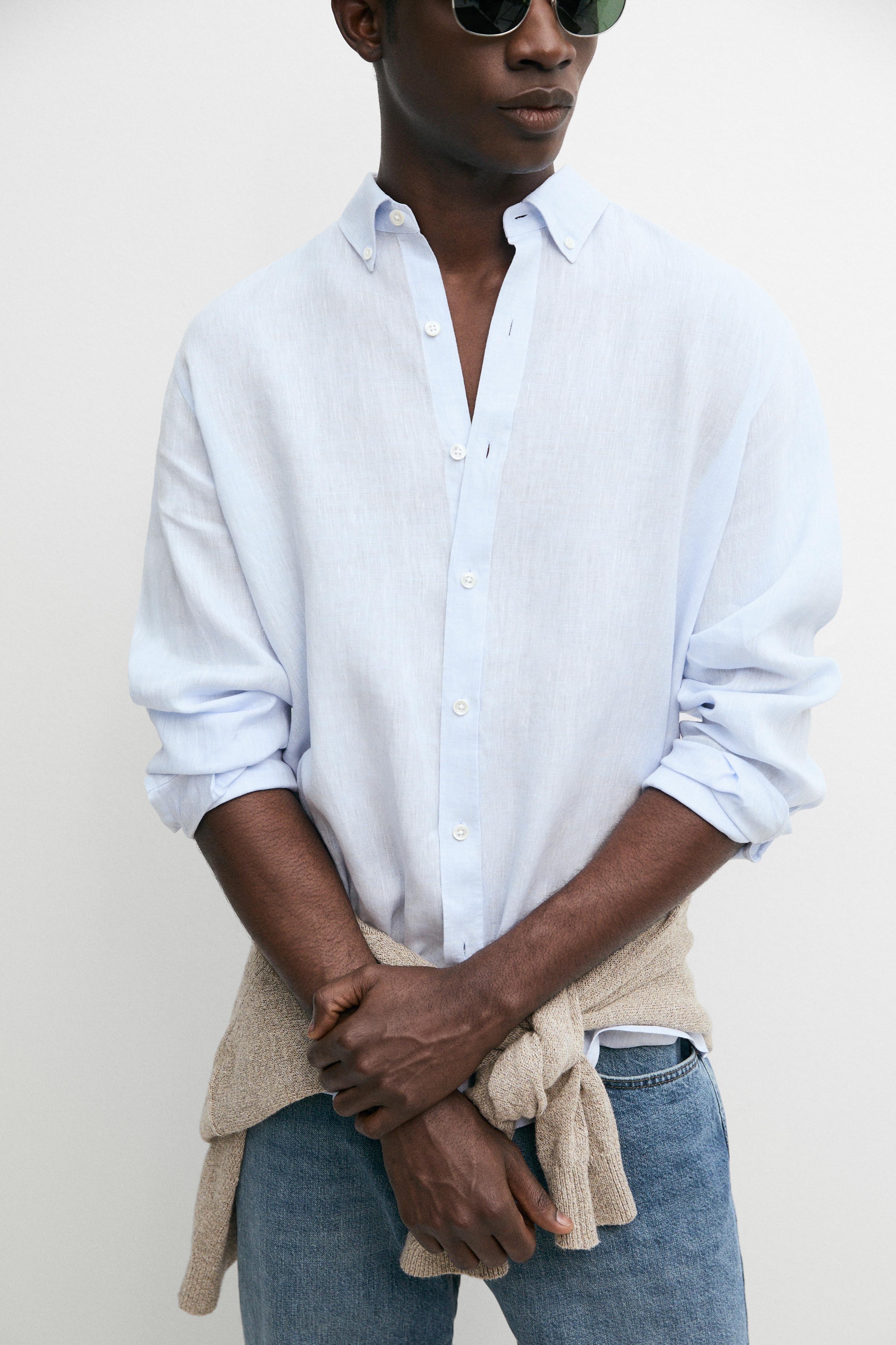 100% linen regular fit shirt — SKY BLUE