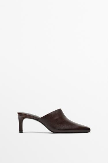 Slingback leather heel shoe — BURGUNDY 1