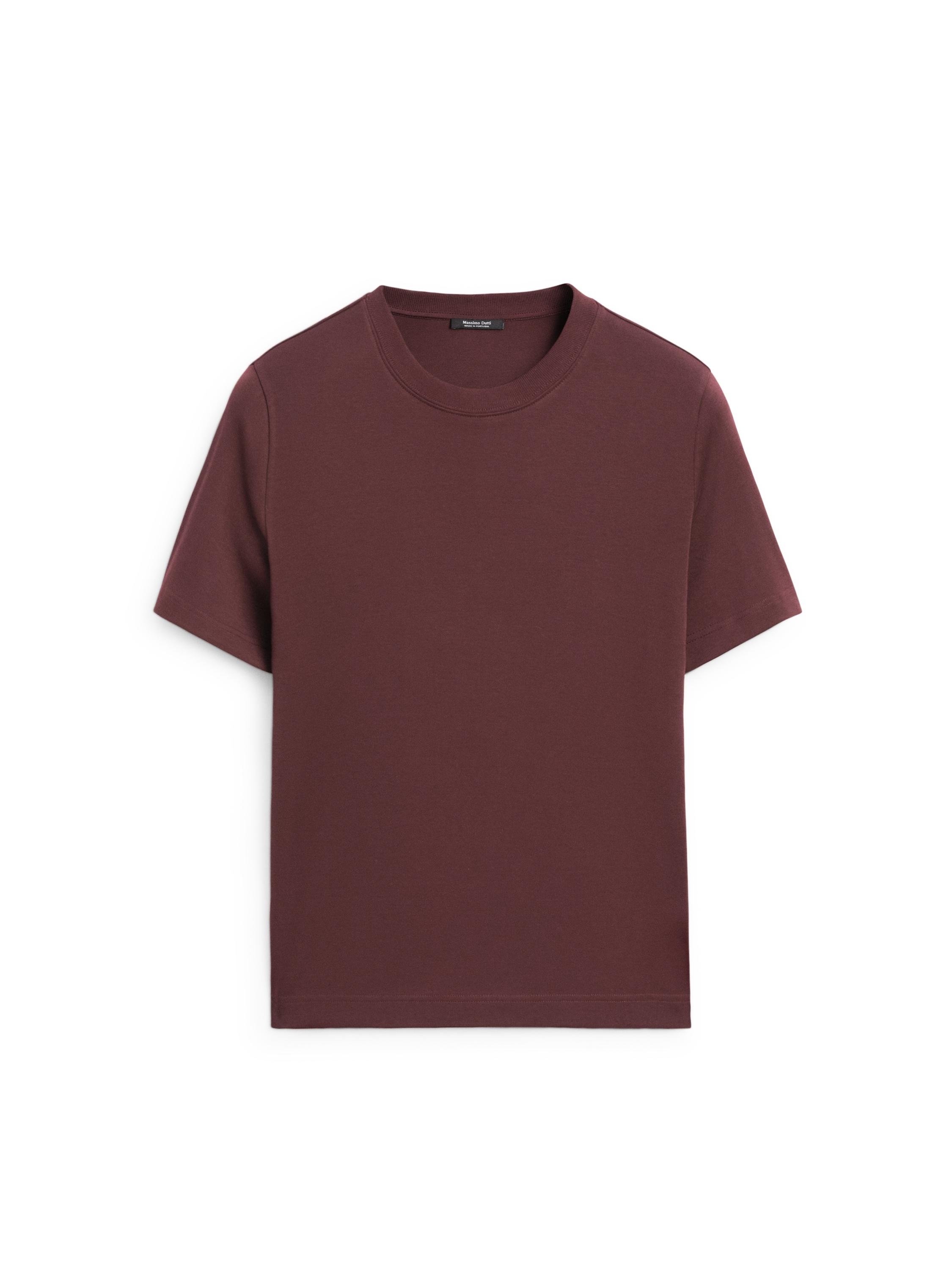 100% cotton interlock crew neck T-shirt — BURGUNDY