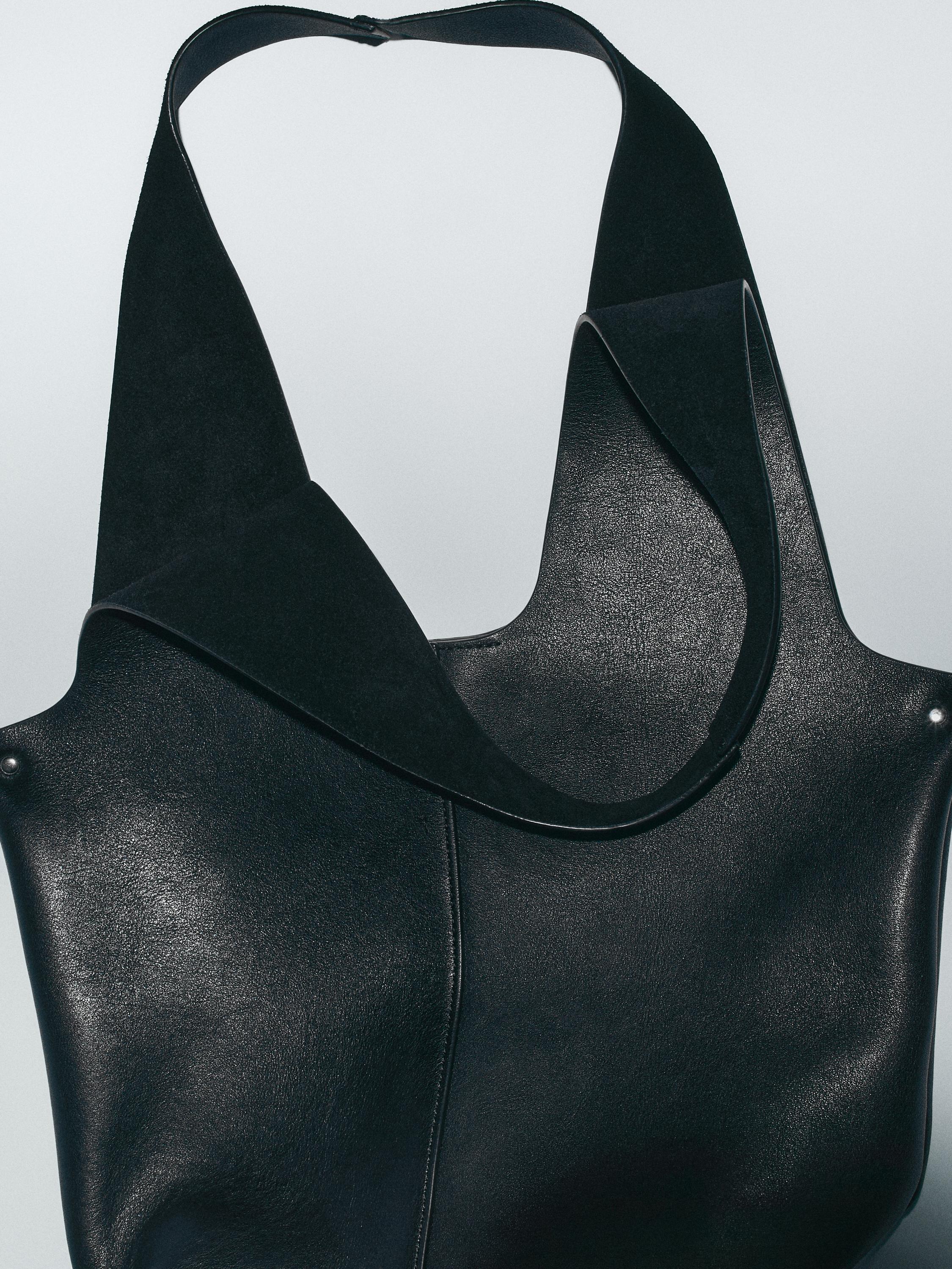 Nappa leather tote bag — BLACK