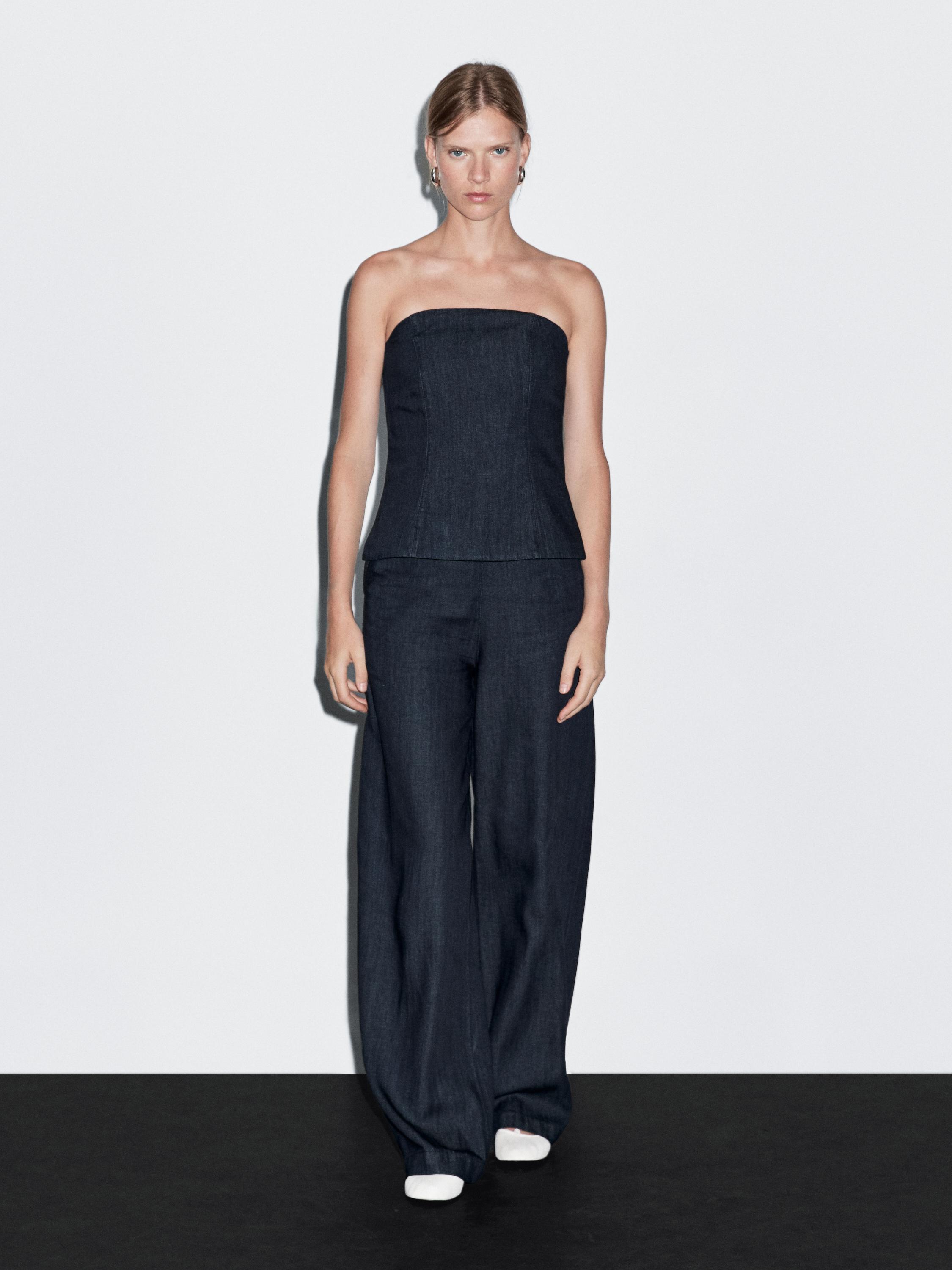 Jeansowy top bez ramiączek