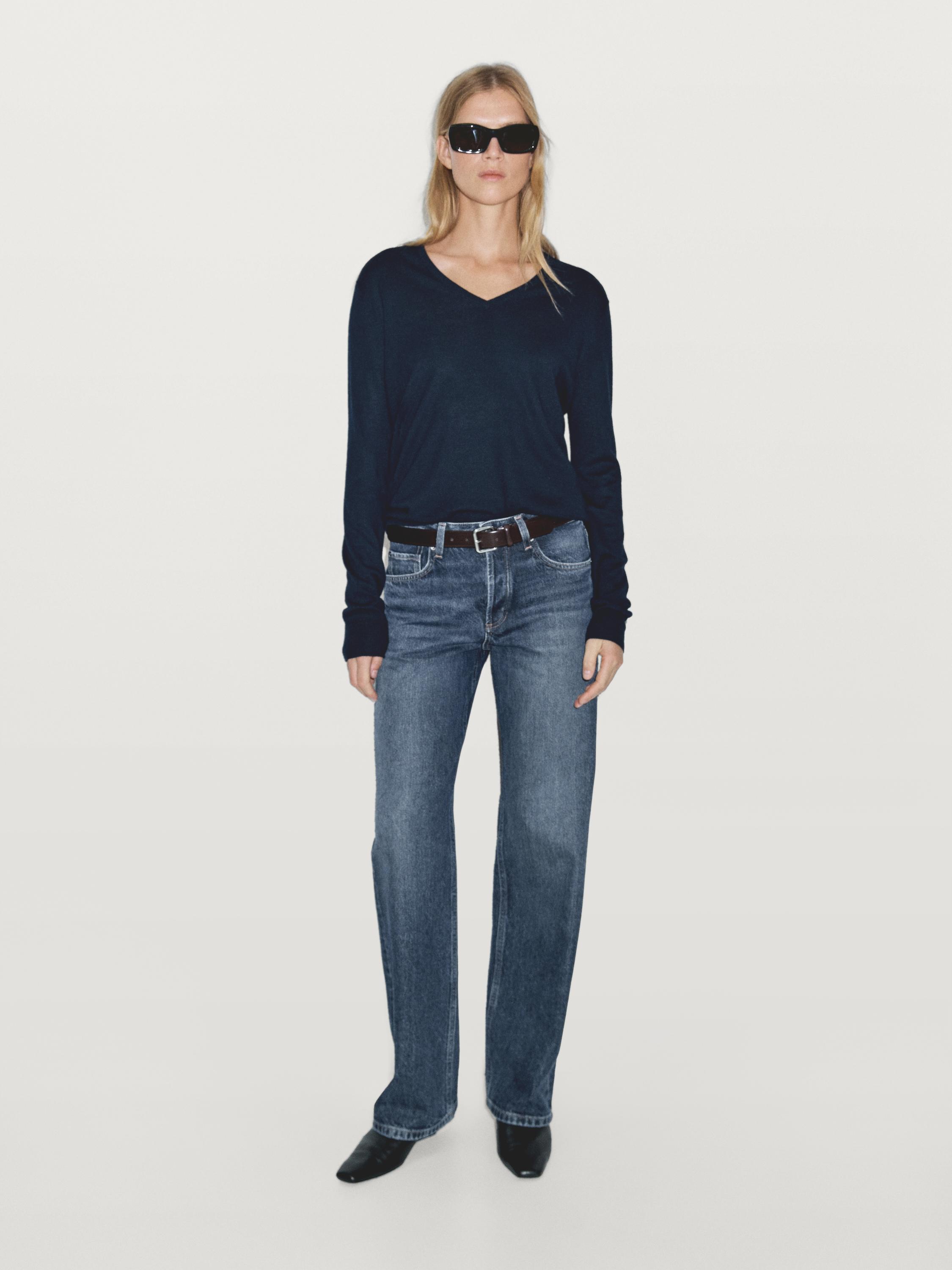 Mid-rise wide-leg jeans
