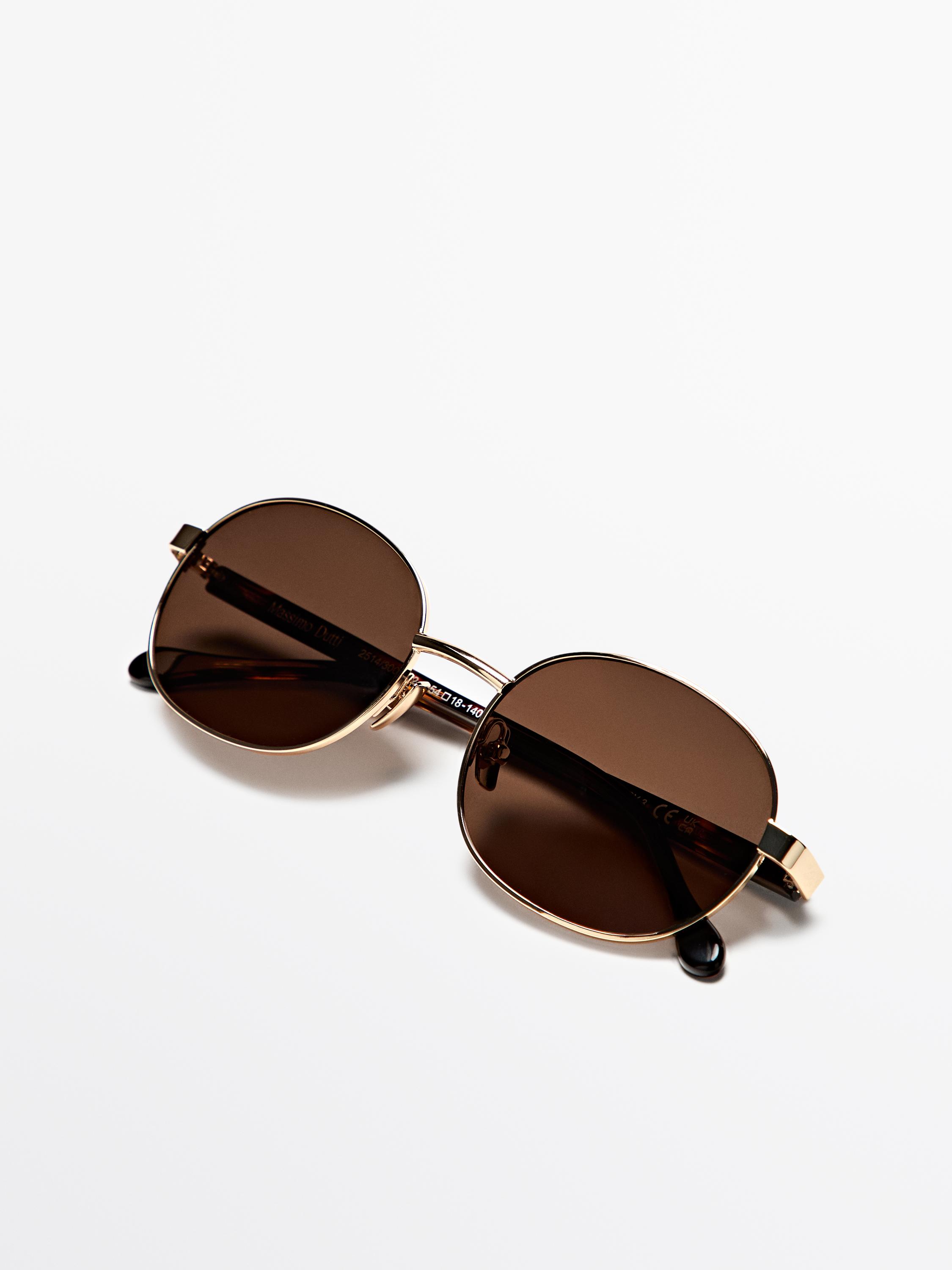 Round metal sunglasses - tortoiseshell effect — GOLD