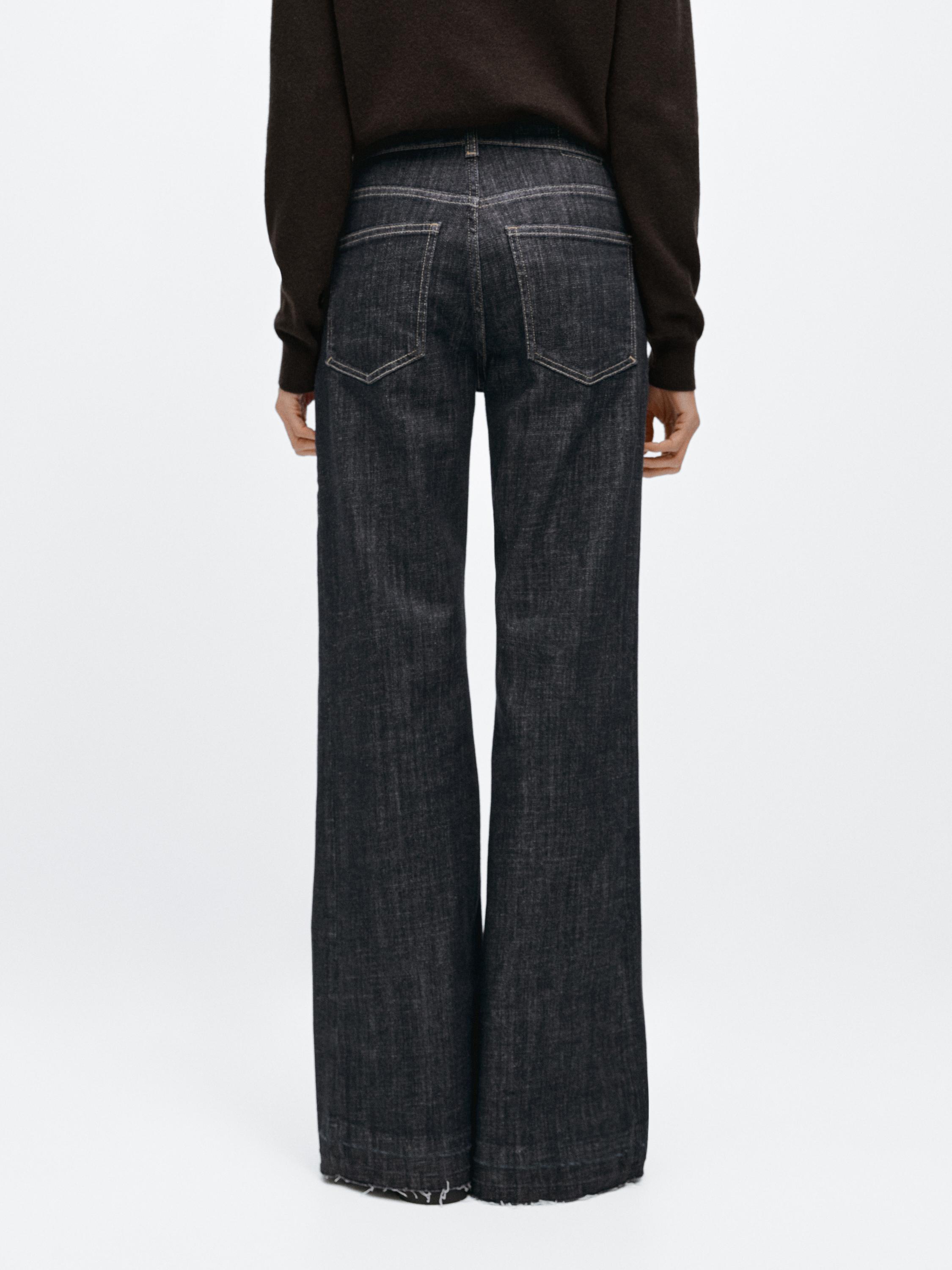 Flared high-waist jeans — DARK BLUE