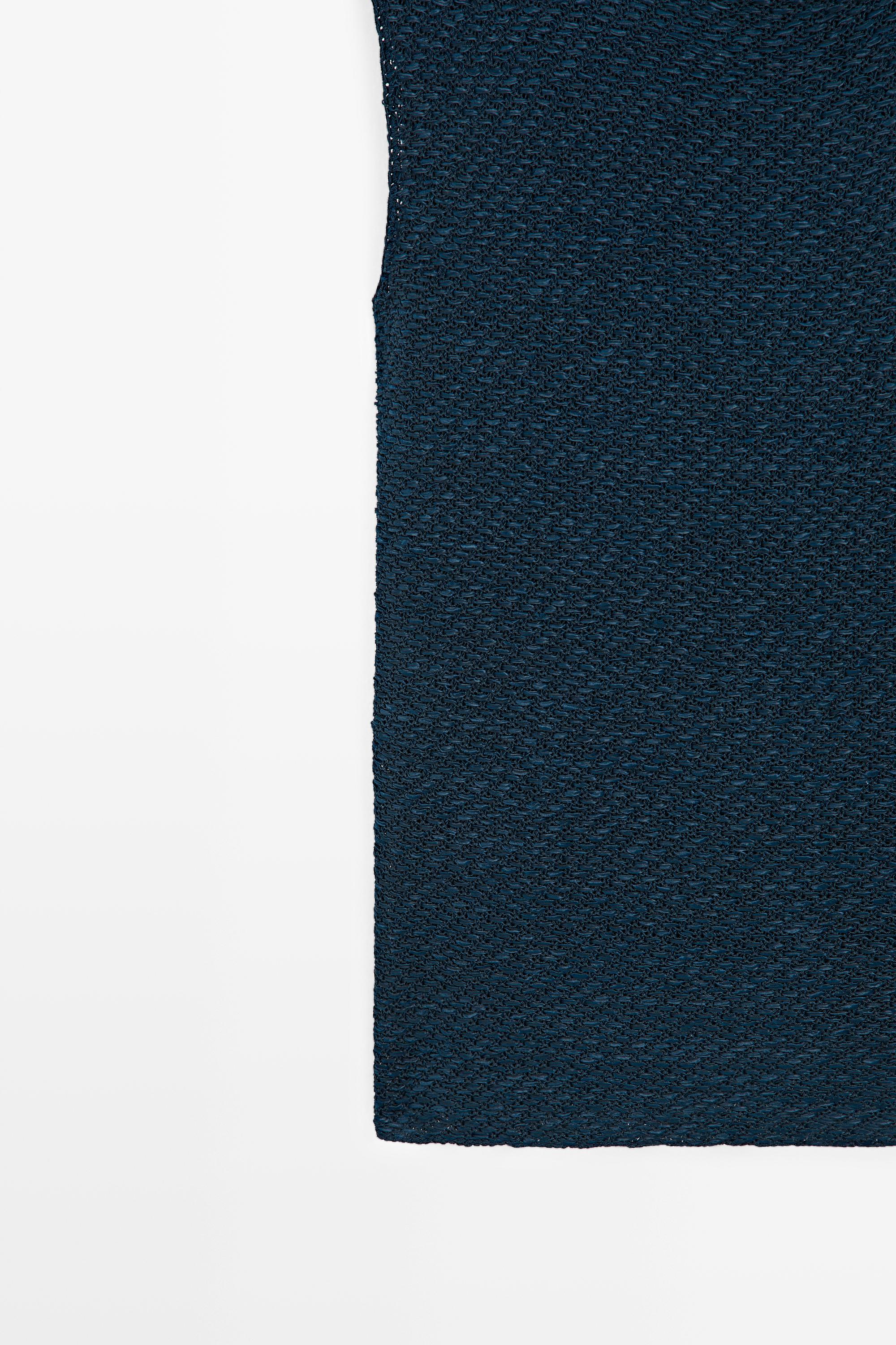 Cotton blend roll neck top — Dark Blue