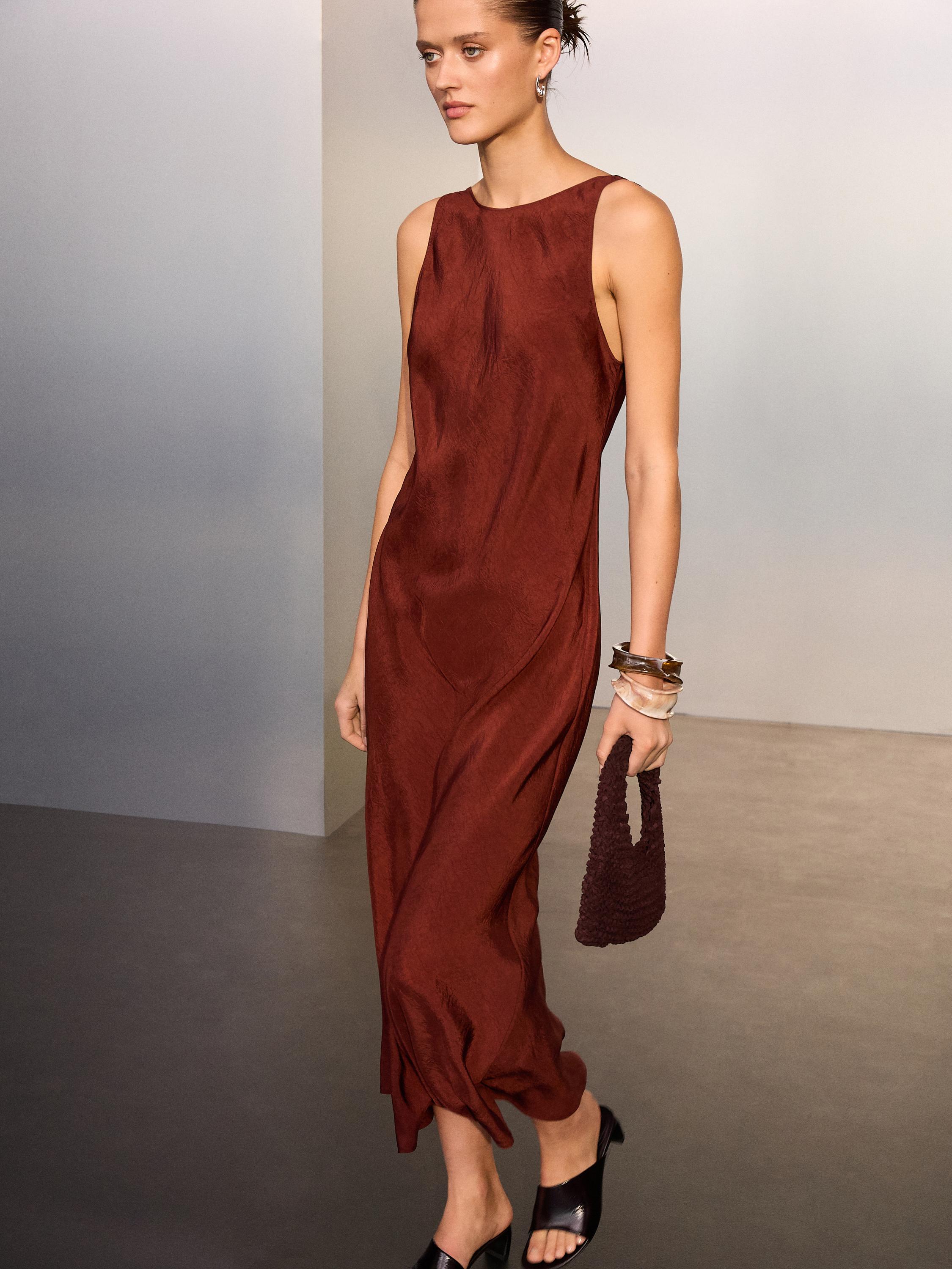 Satin halterneck midi dress