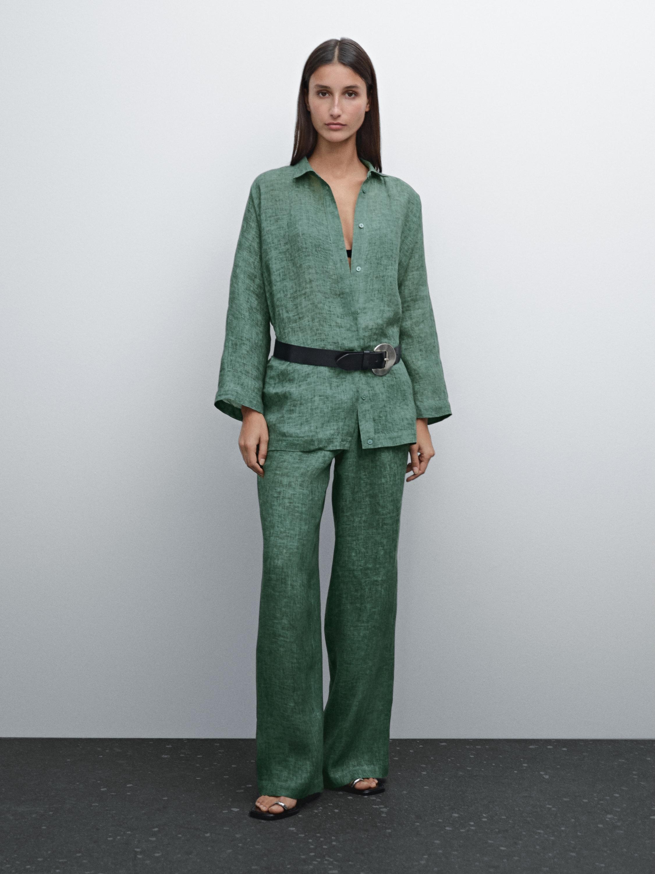 100% linen flowing elasticated trousers