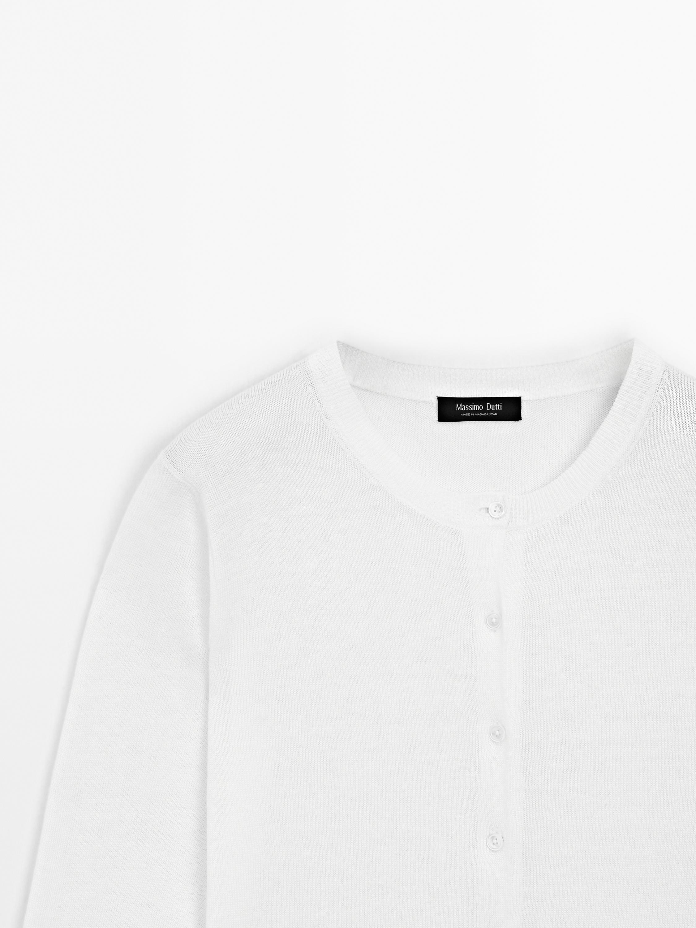 100% linen fine knit cardigan