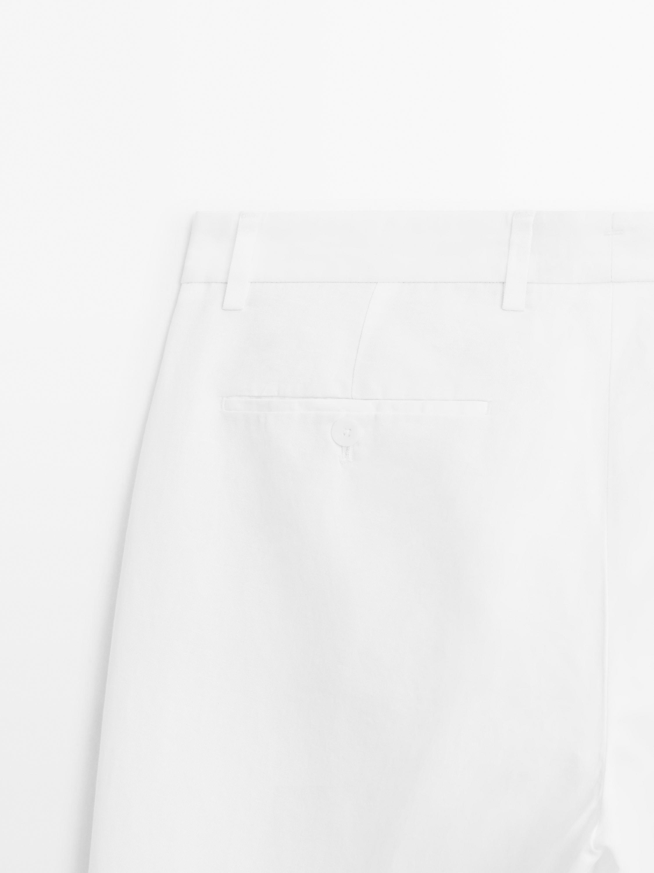 Cotton blend tapered fit trousers