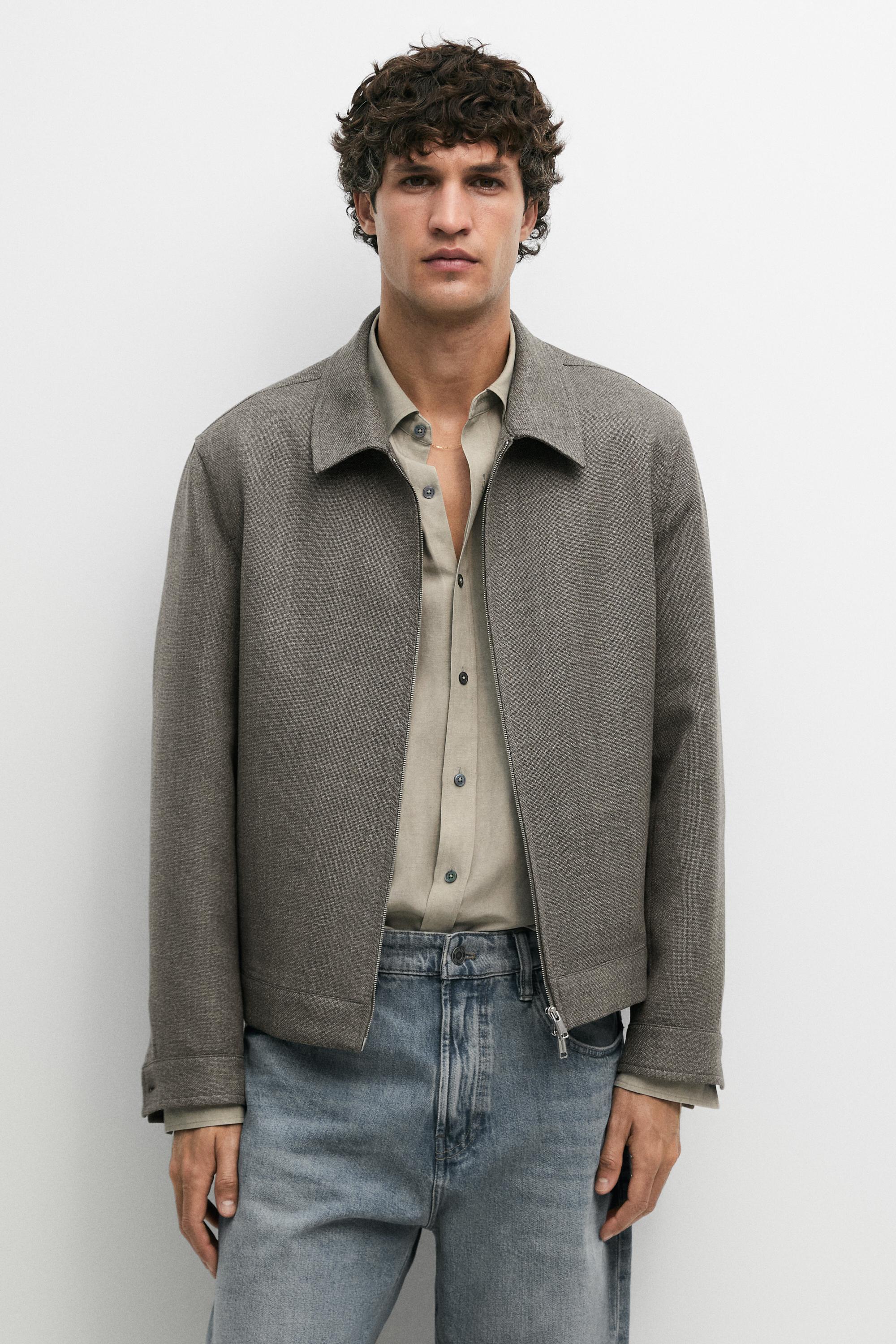 100% wool structured jacket — Greyish green