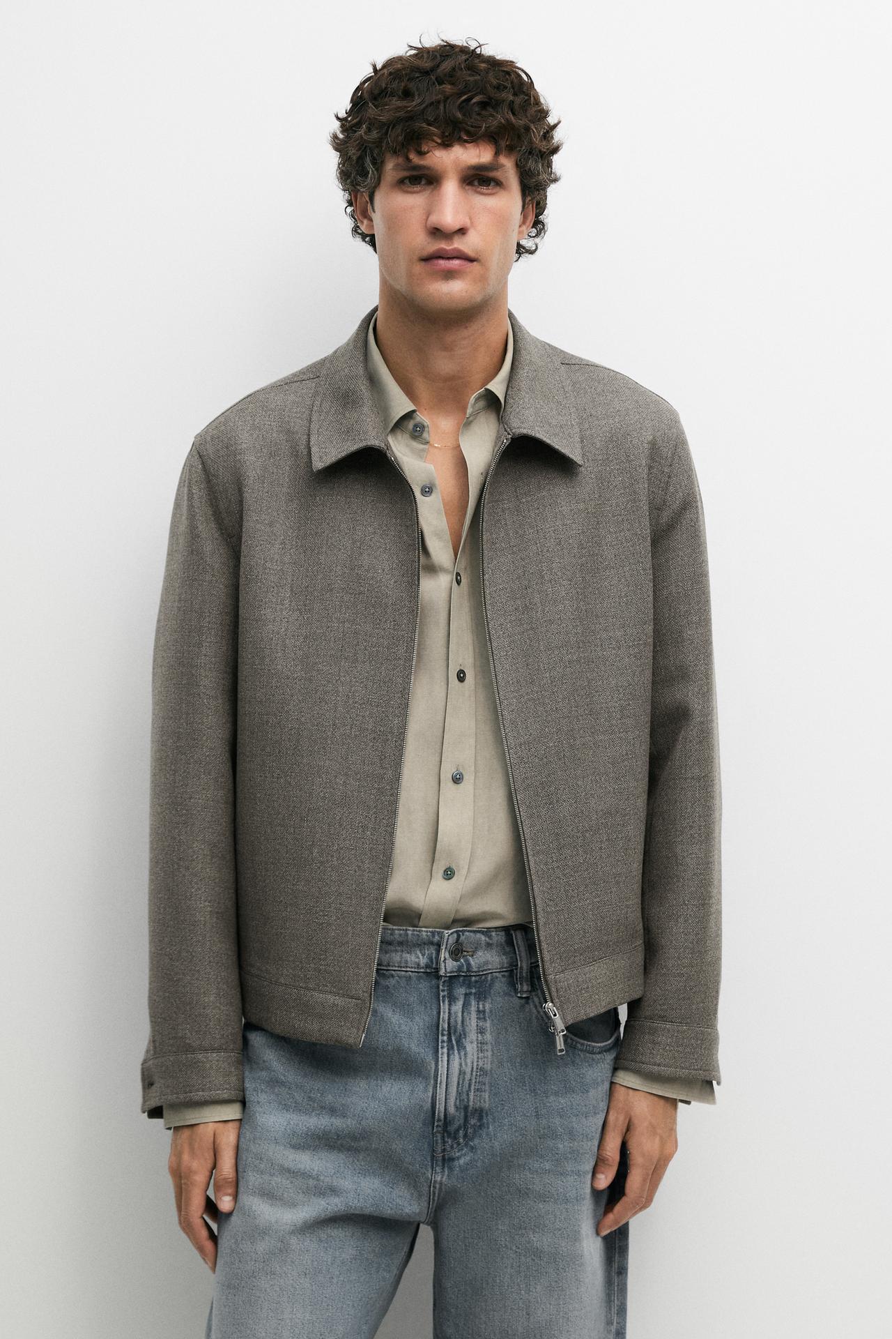 100% wool structured jacket — Greyish green