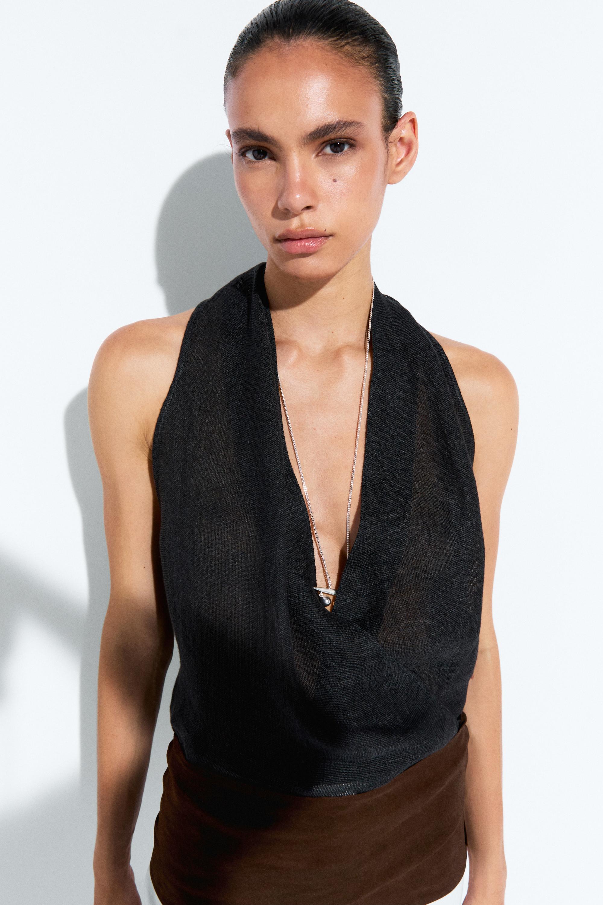 Top halter cruzado 100% lino
