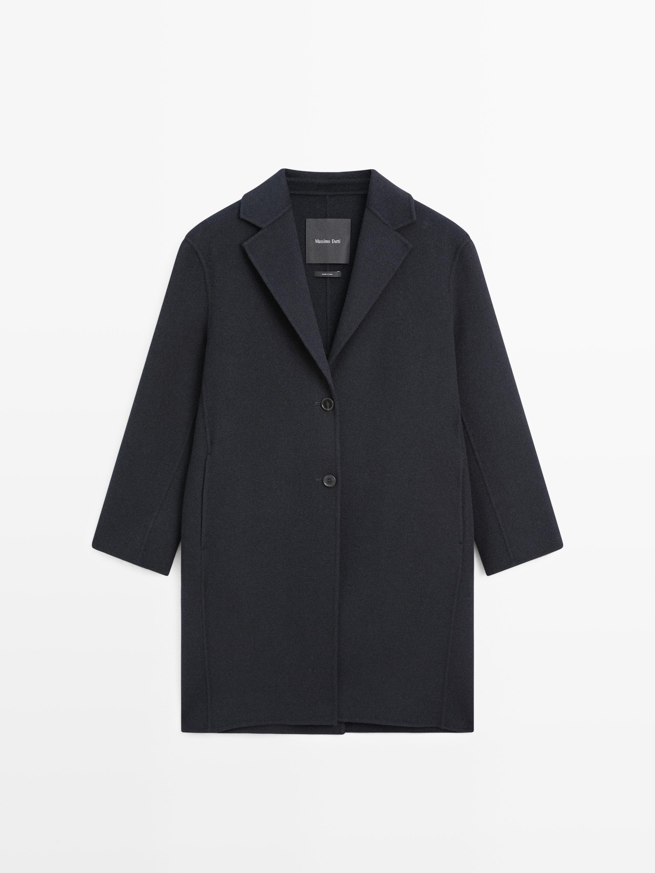 Abrigo largo dos botones mezcla lana