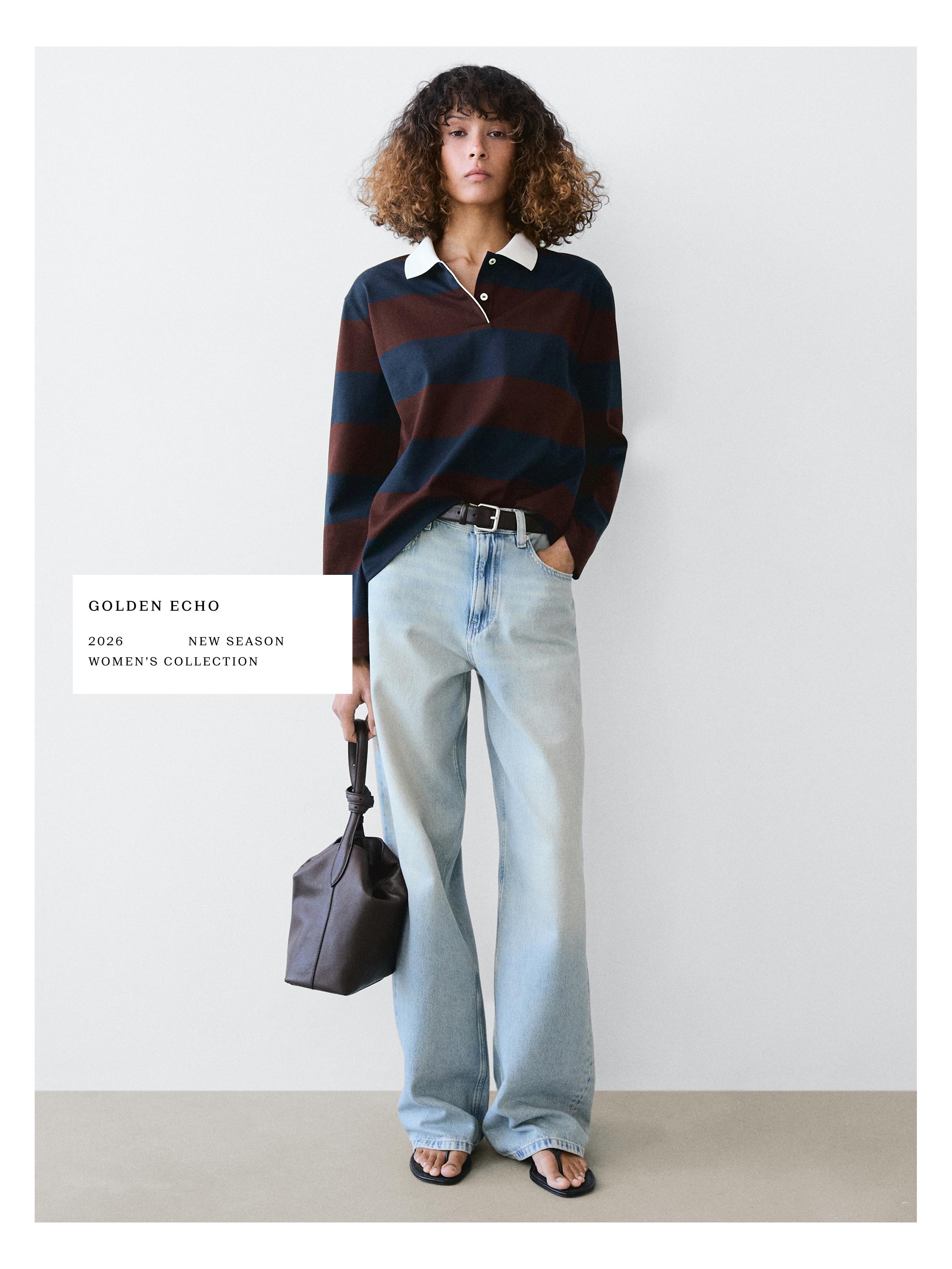 Striped long sleeve cotton polo shirt