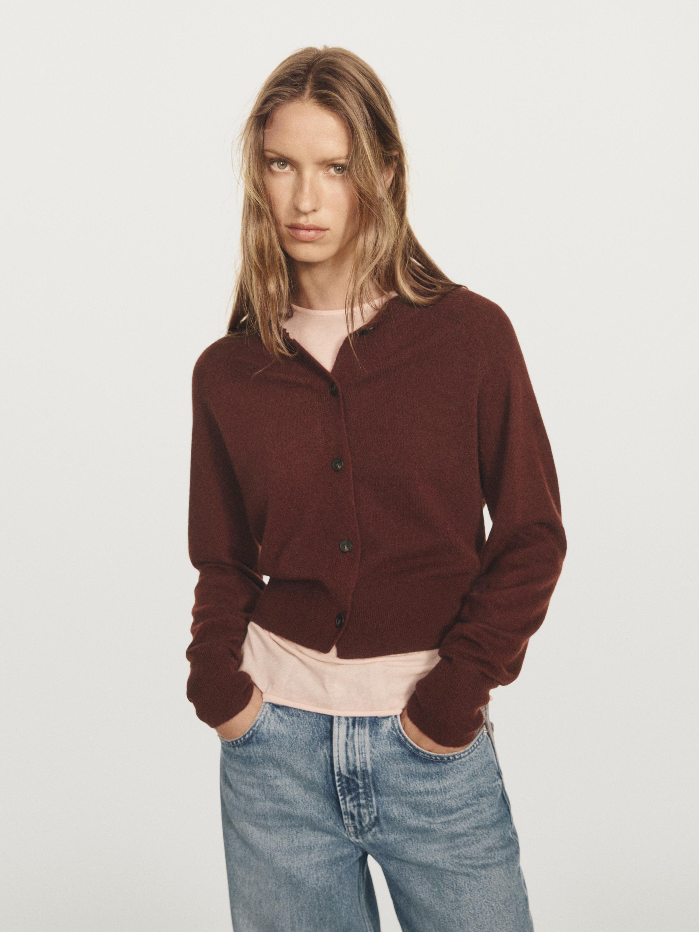 羊絨長袖開襟衫