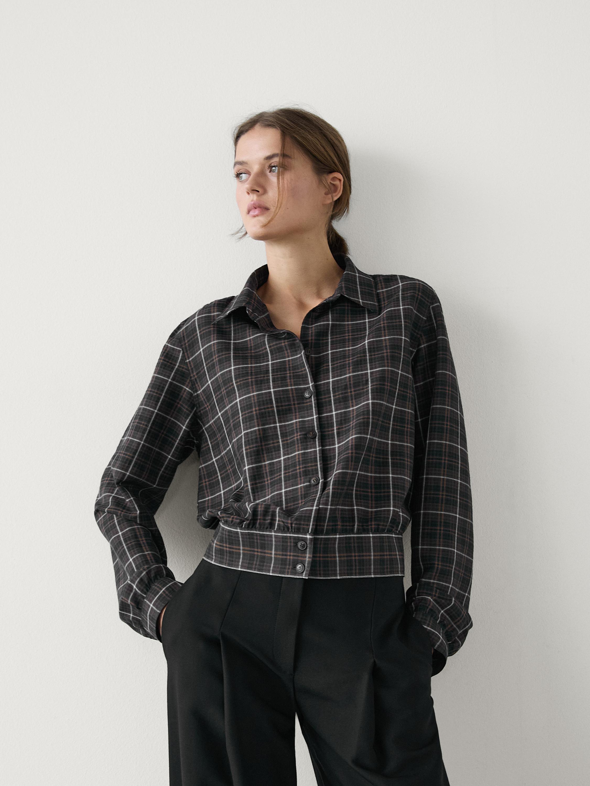 Check shirt with waistband detail