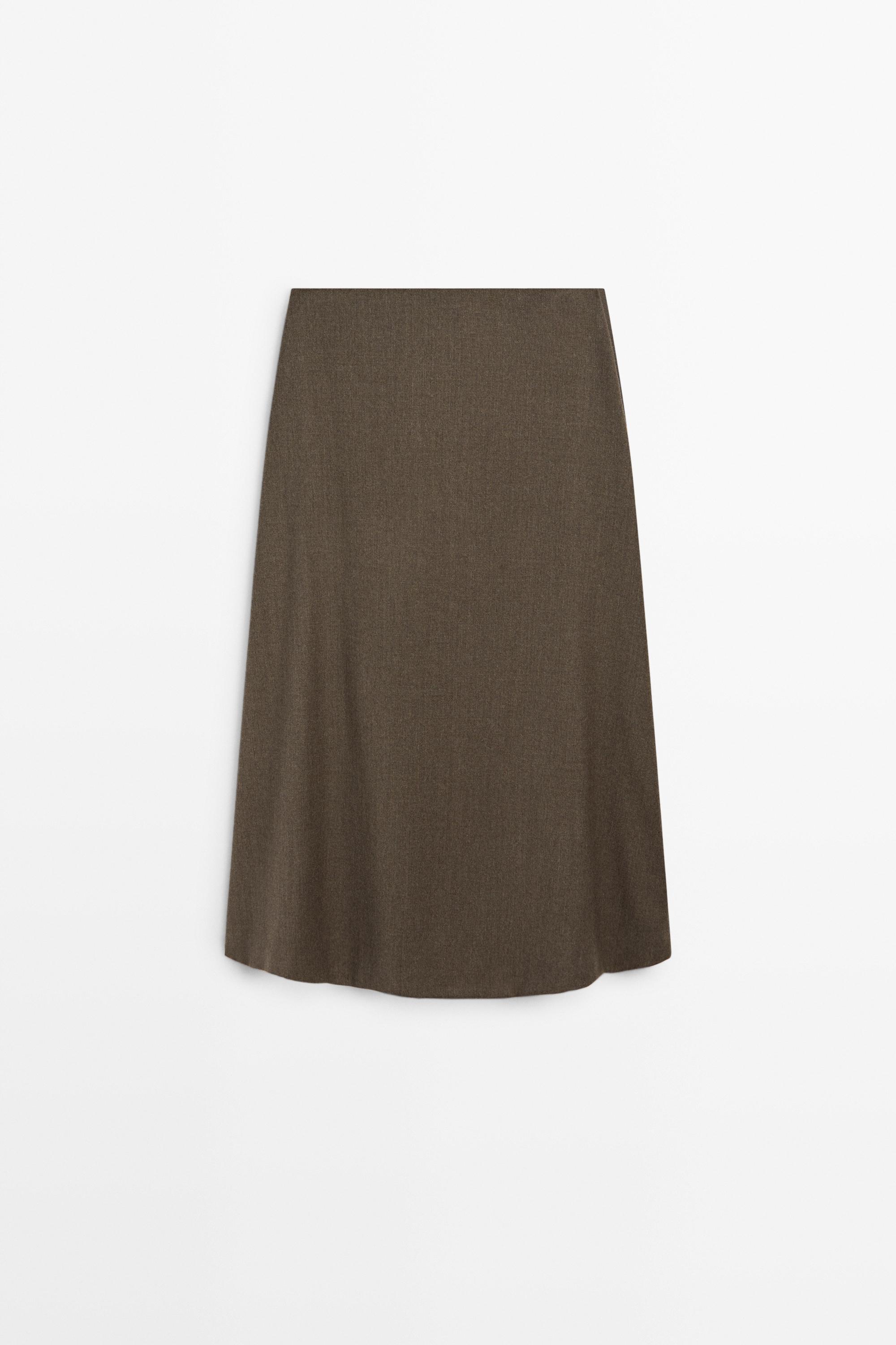 Buckle detail midi skirt — MOLE BROWN