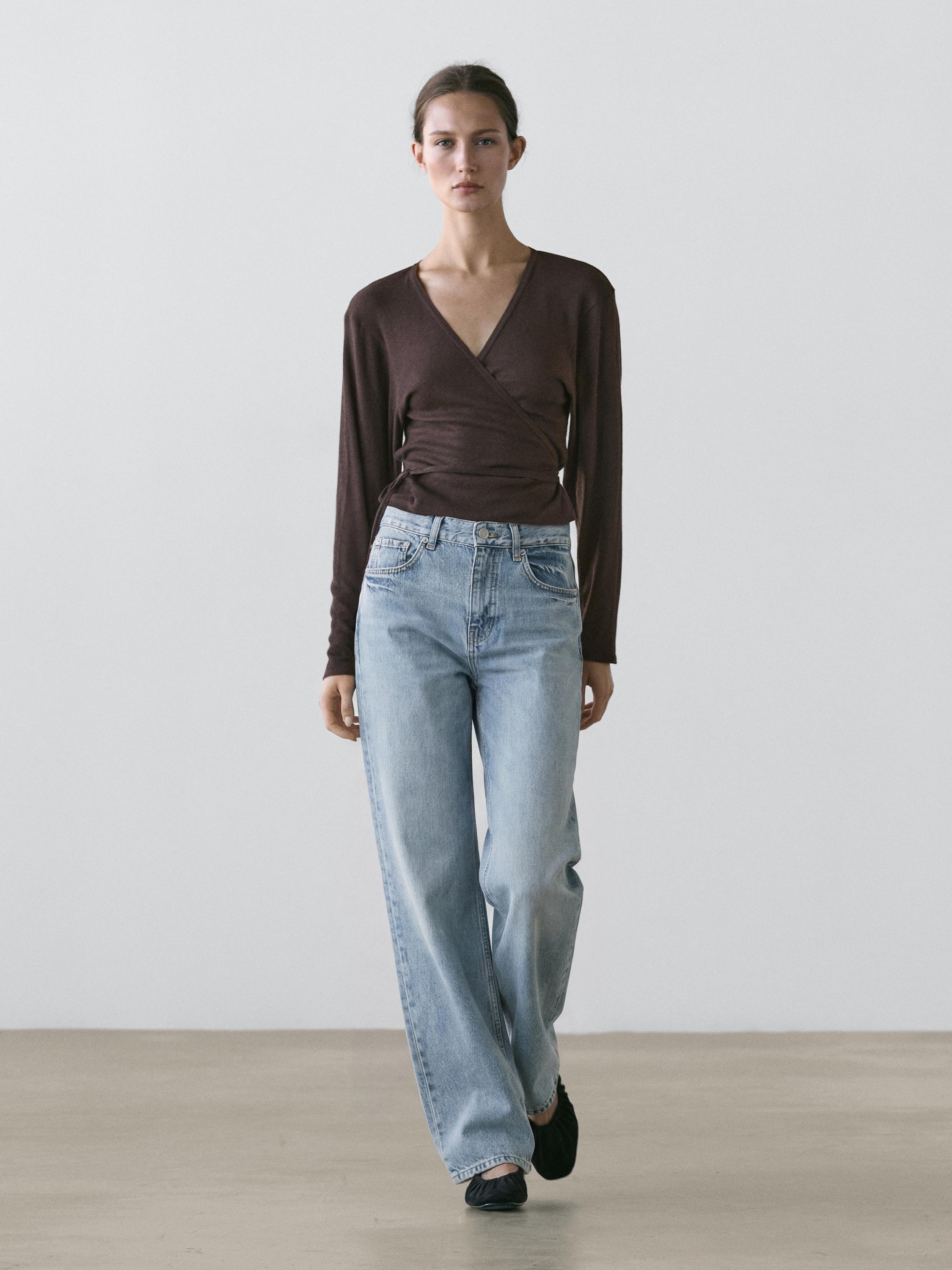 Cotton blend wrap jacket