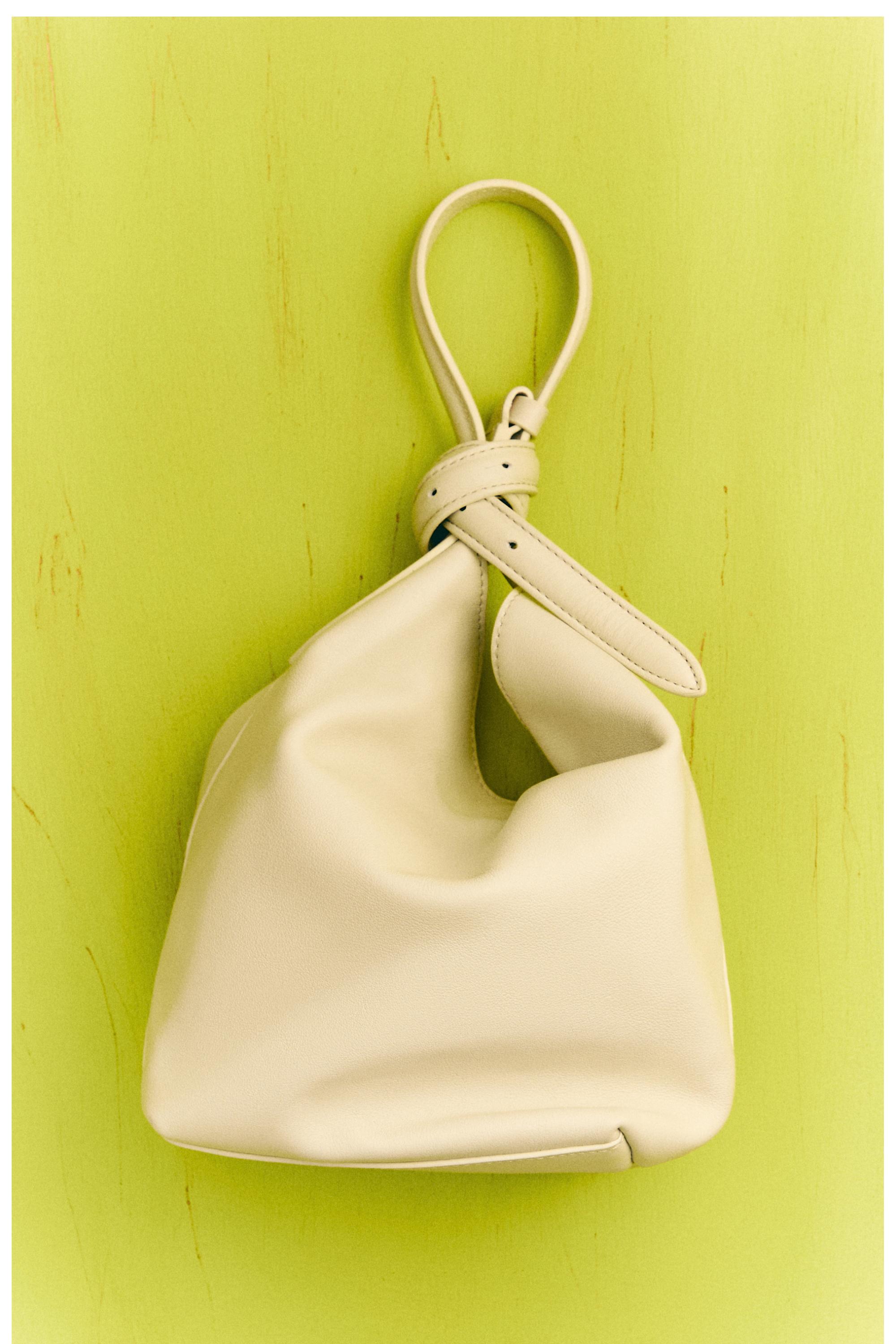 Nappa leather mini bucket bag — Off white