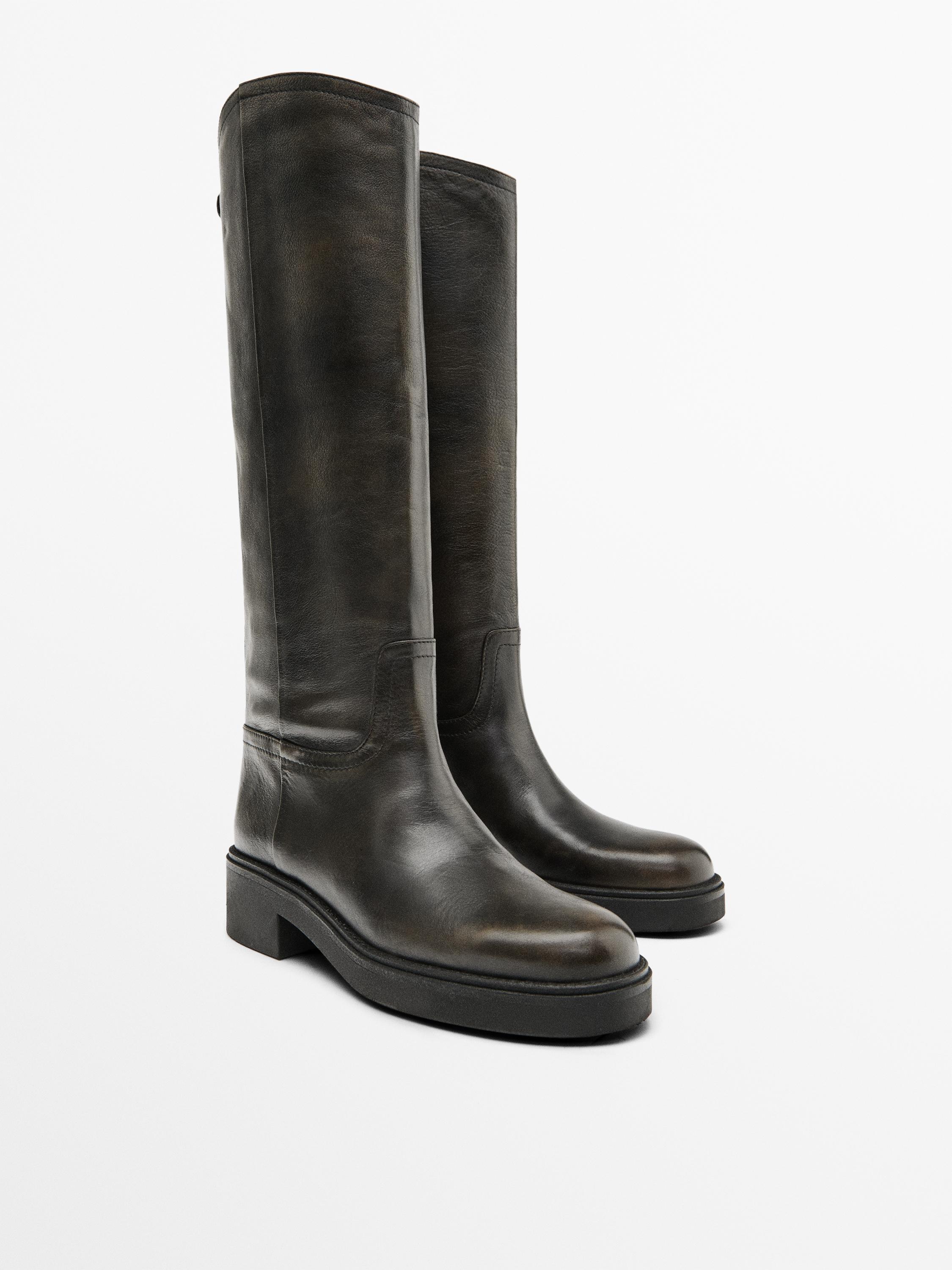 Čižmy z brúsenej kože