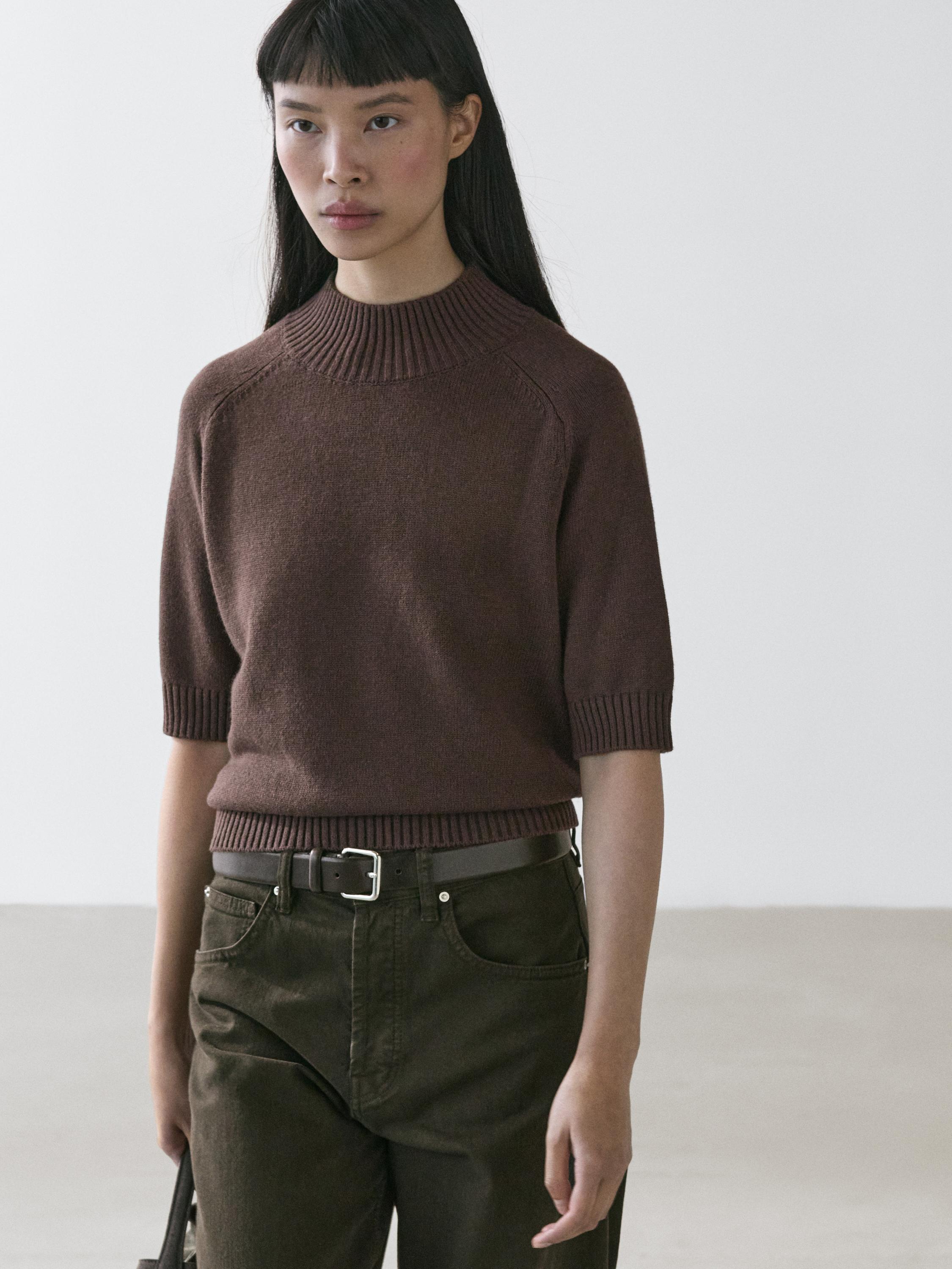 Cotton blend knit sweater