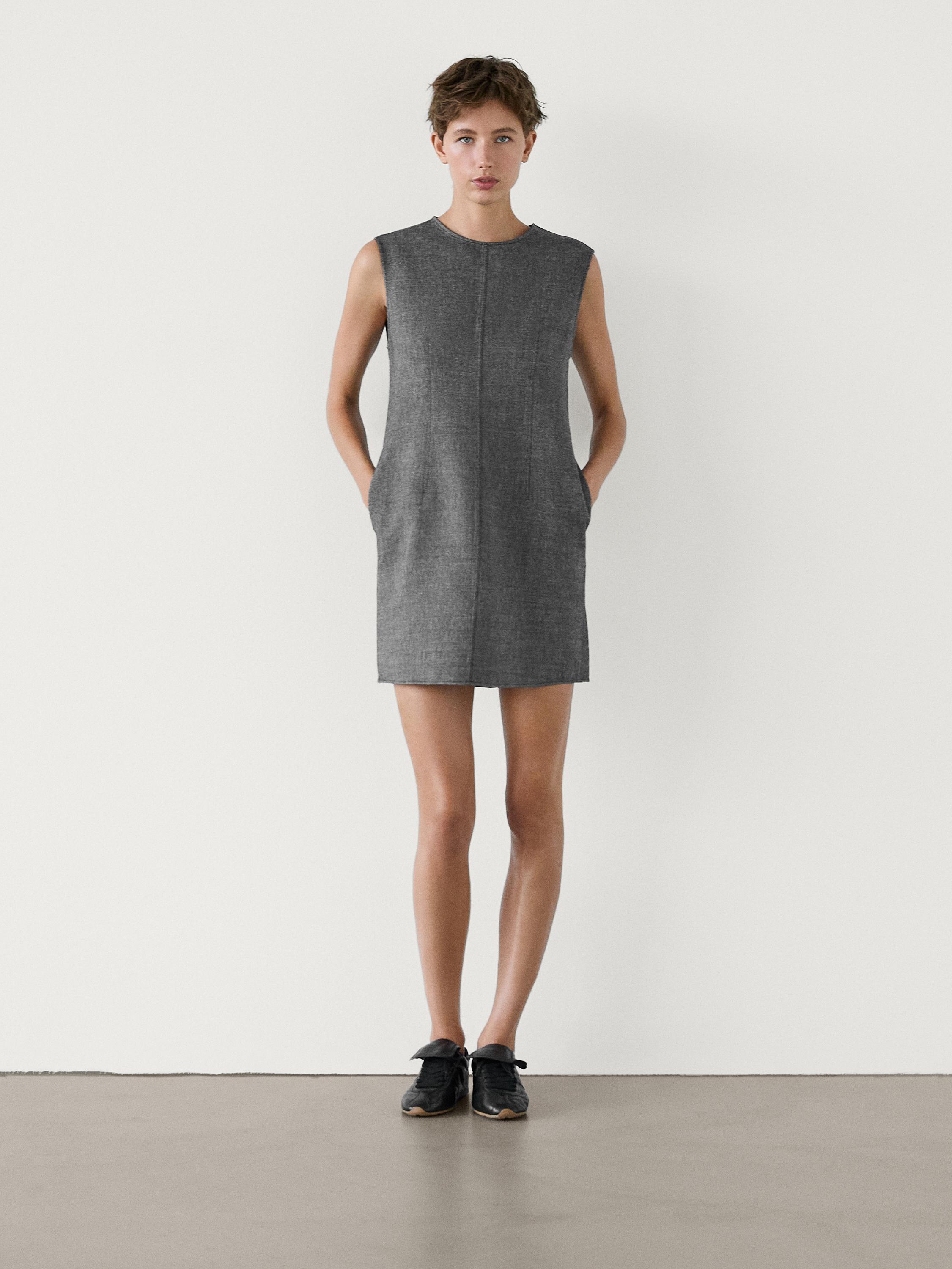 Robe courte en laine Gris Habille Robes Et Combinaisons Massimo Dutti