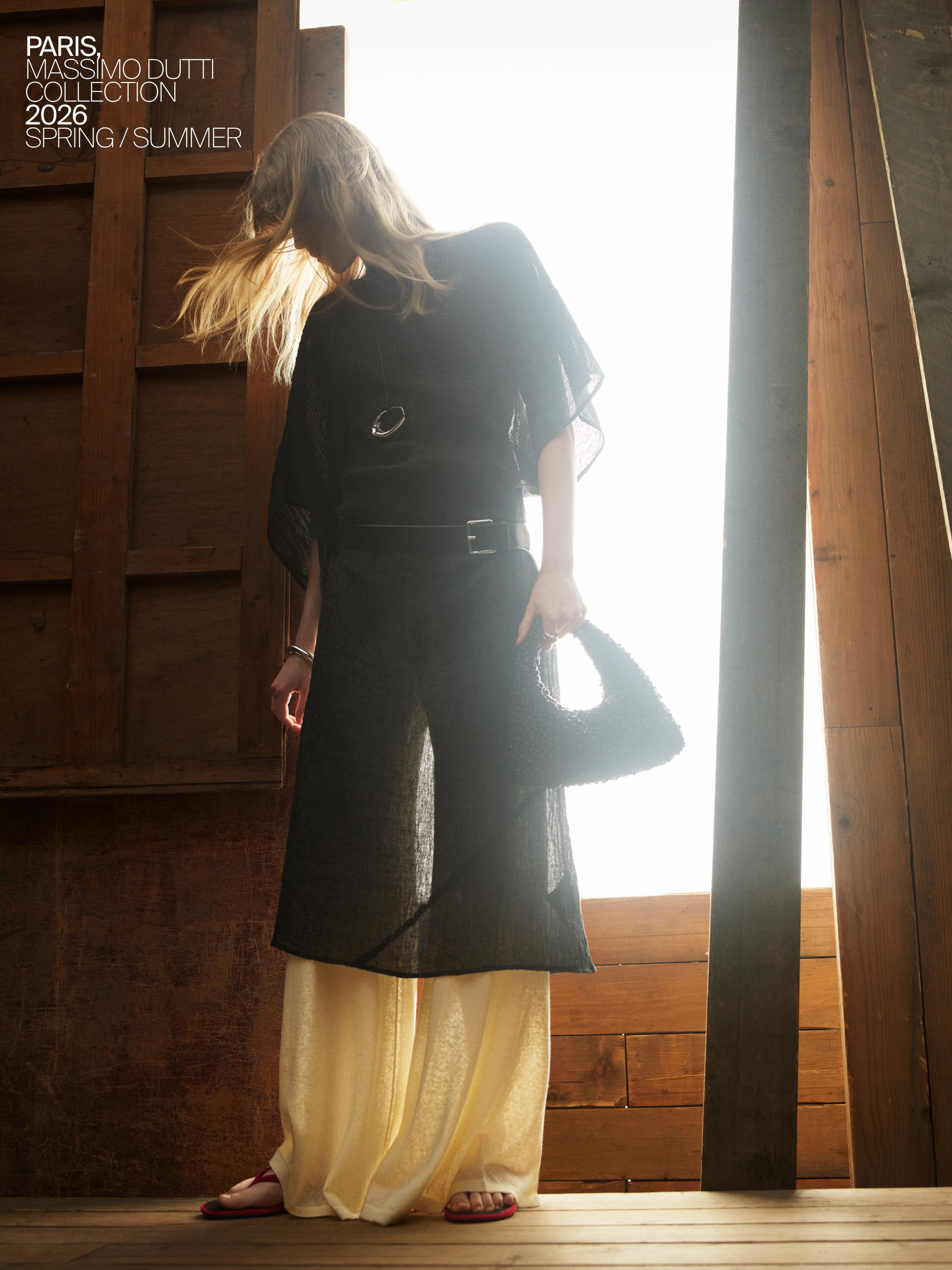 Total look wide-leg flowing trousers — Vanilla