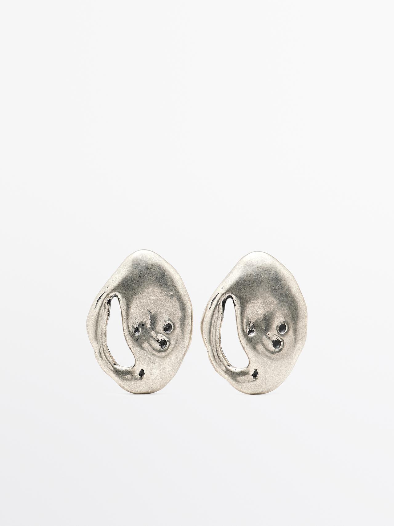Massimo Dutti - Dame - Deforme Øreringe - Sølv - 01