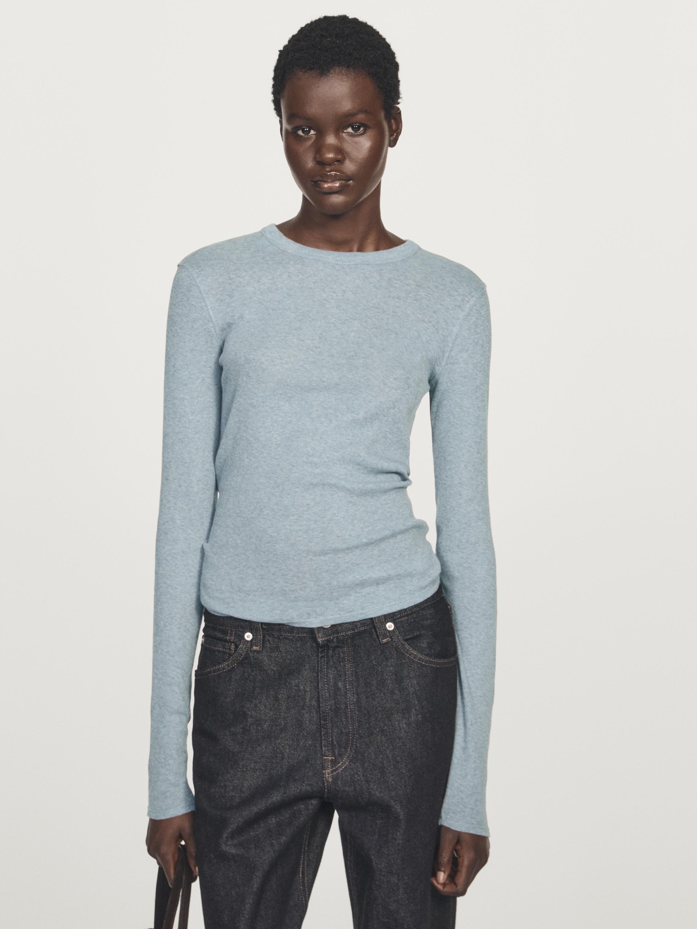 T-shirt met lange mouw van katoenmix