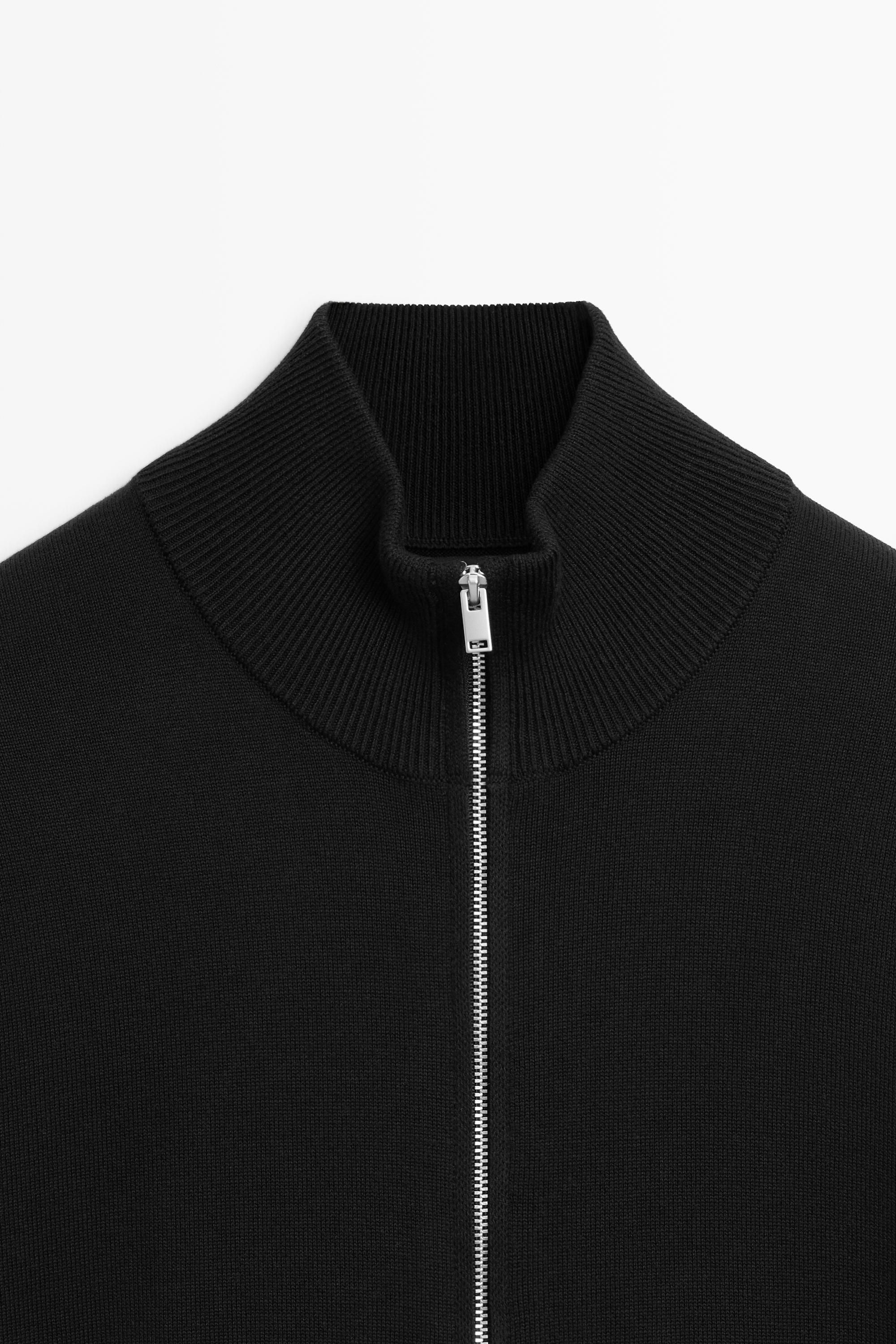 100% cotton knit cardigan — BLACK