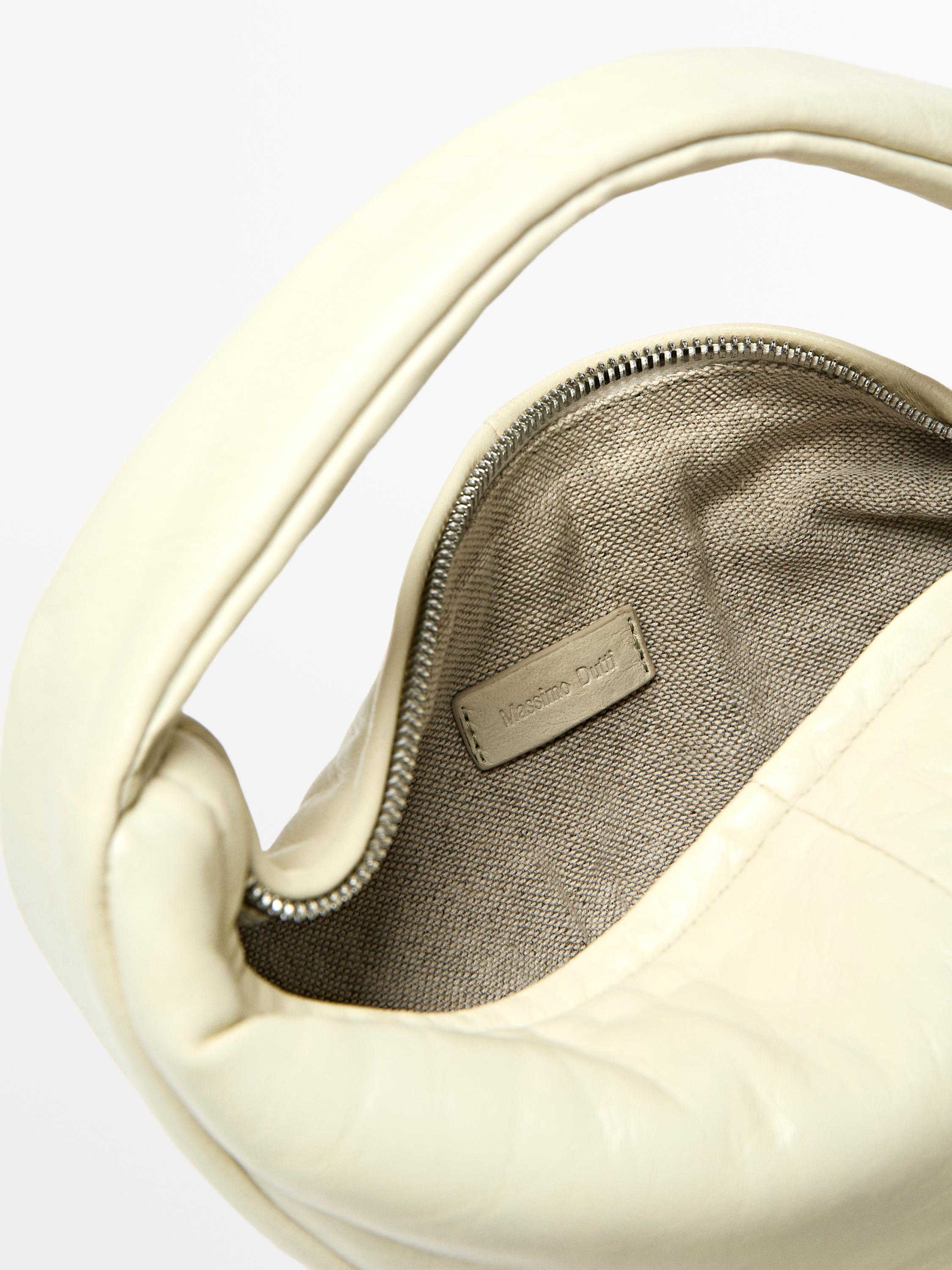 Mini nappa leather half-moon bag — WHITE