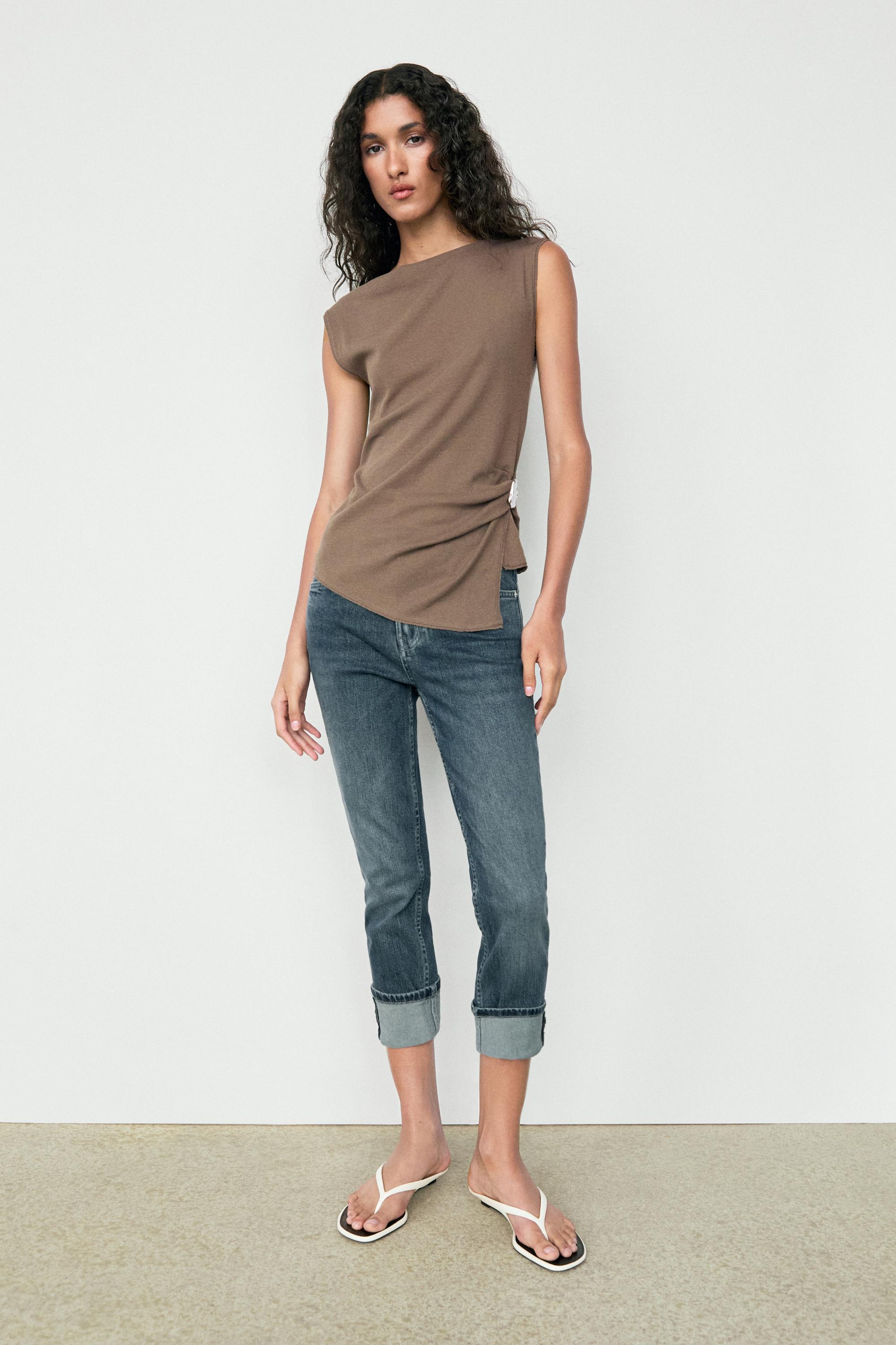 100% cotton knit top — MOLE BROWN