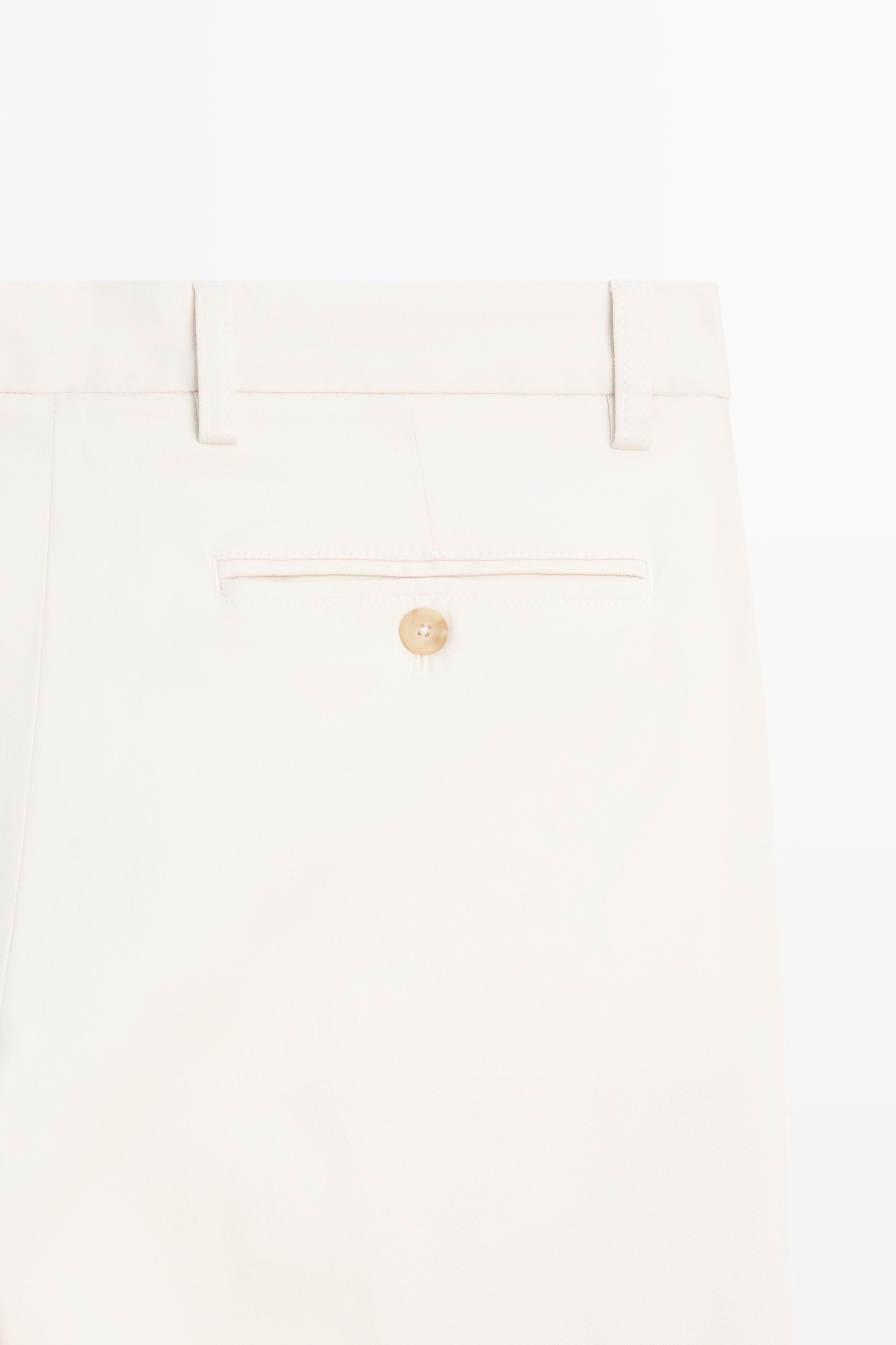 Cotton blend slim fit pants — BEIGE