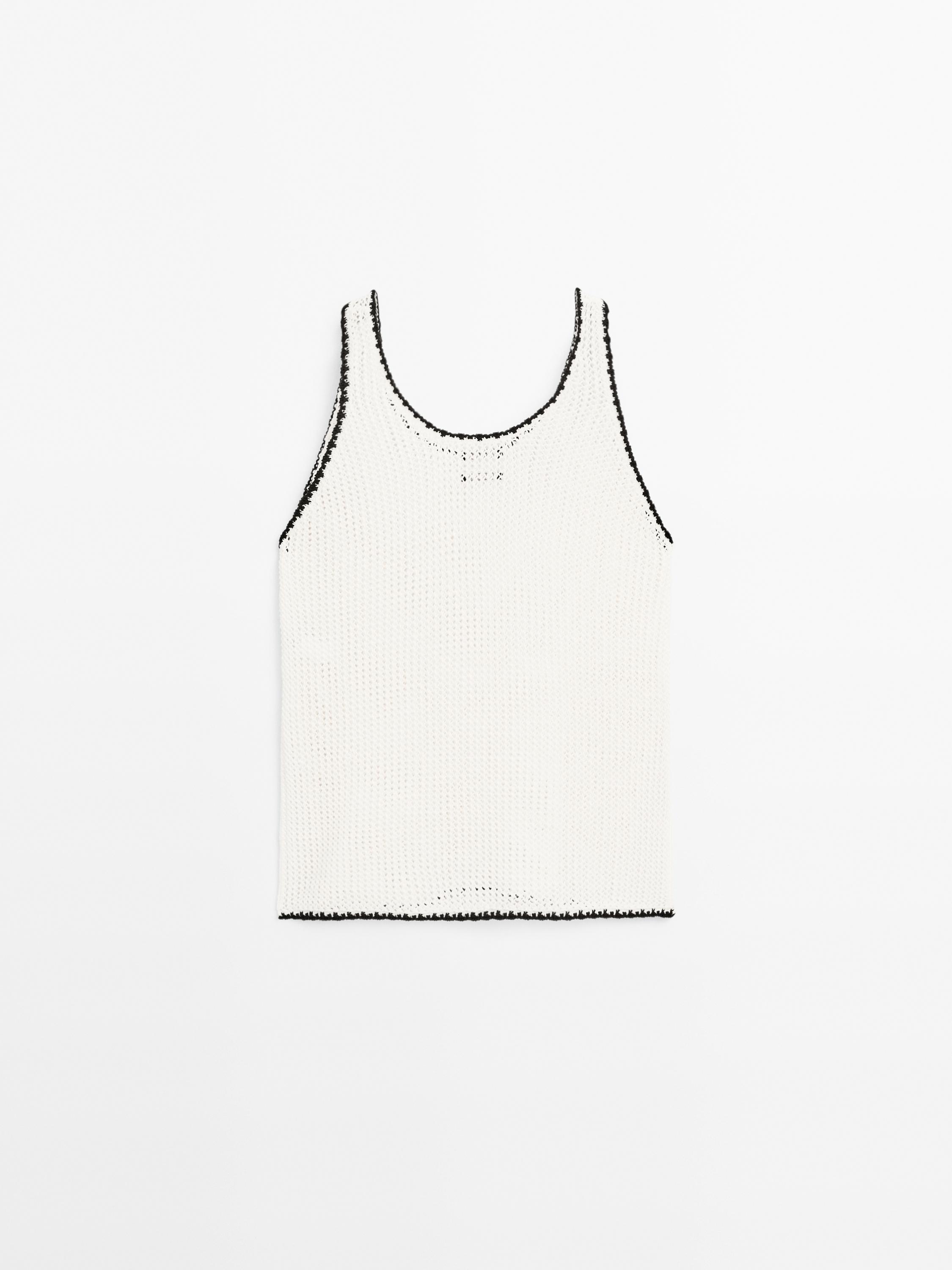100% cotton strappy crochet top