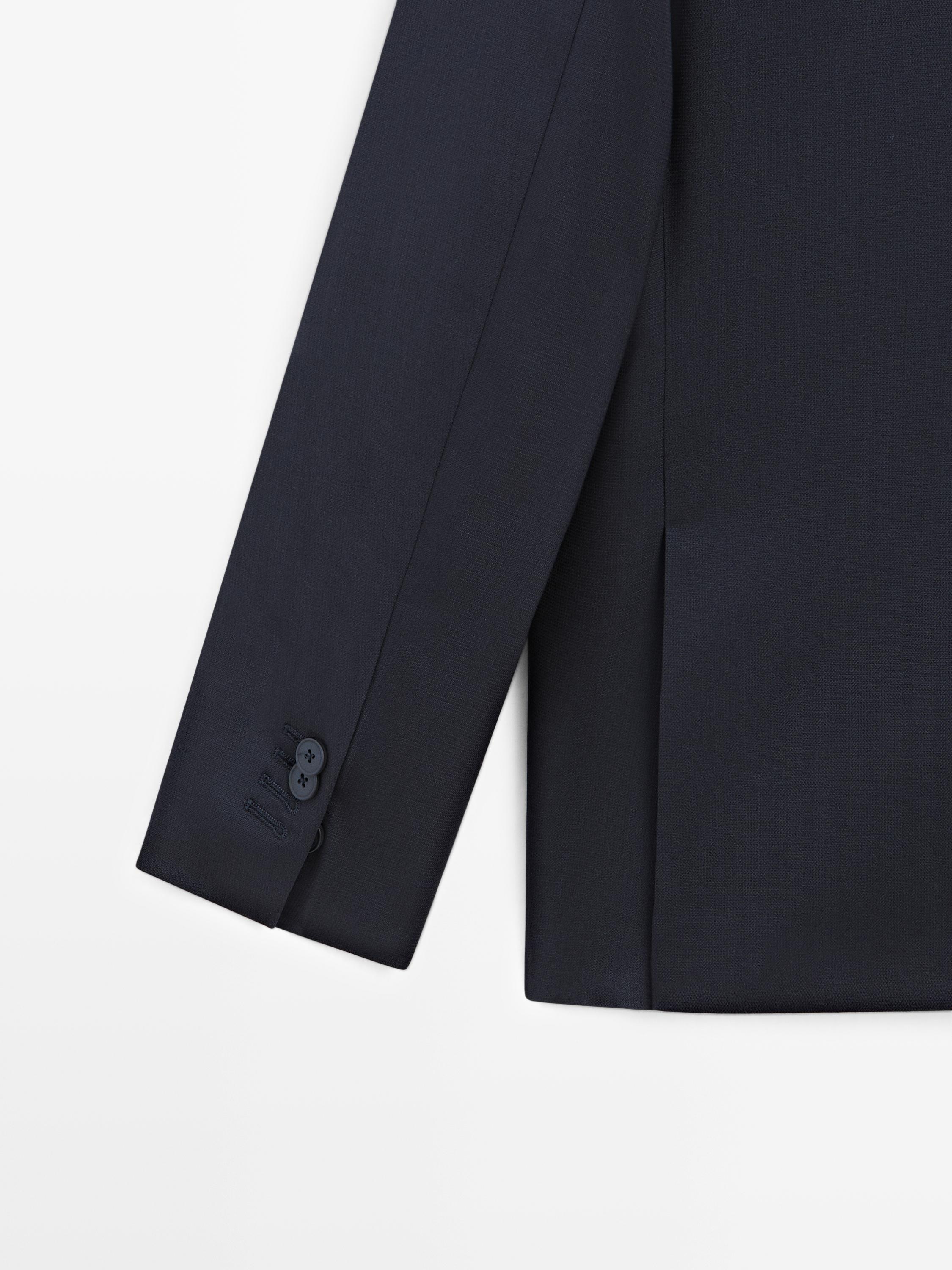 Cool wool blend suit blazer — NAVY BLUE