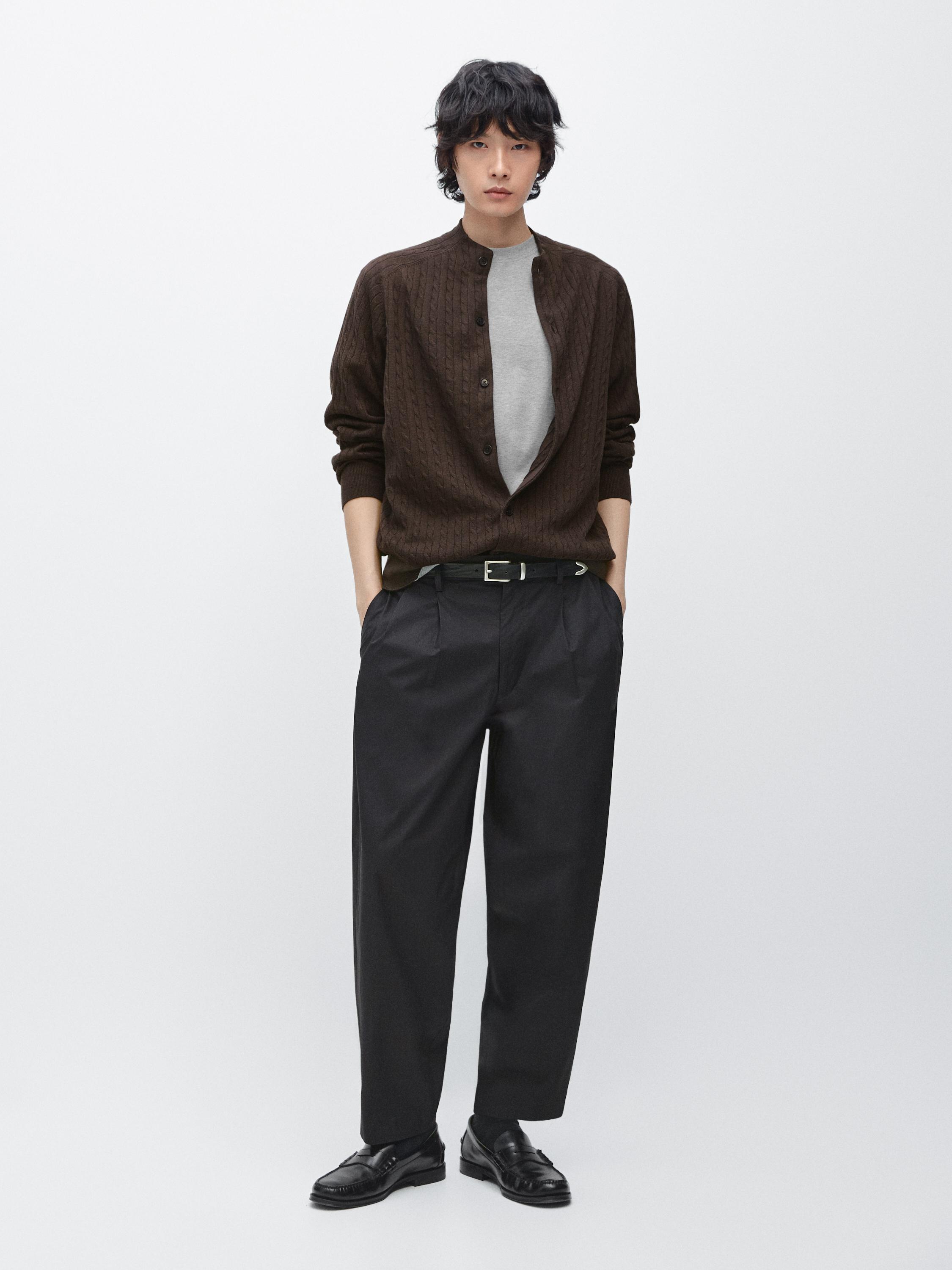Cotton blend knit cardigan with button details