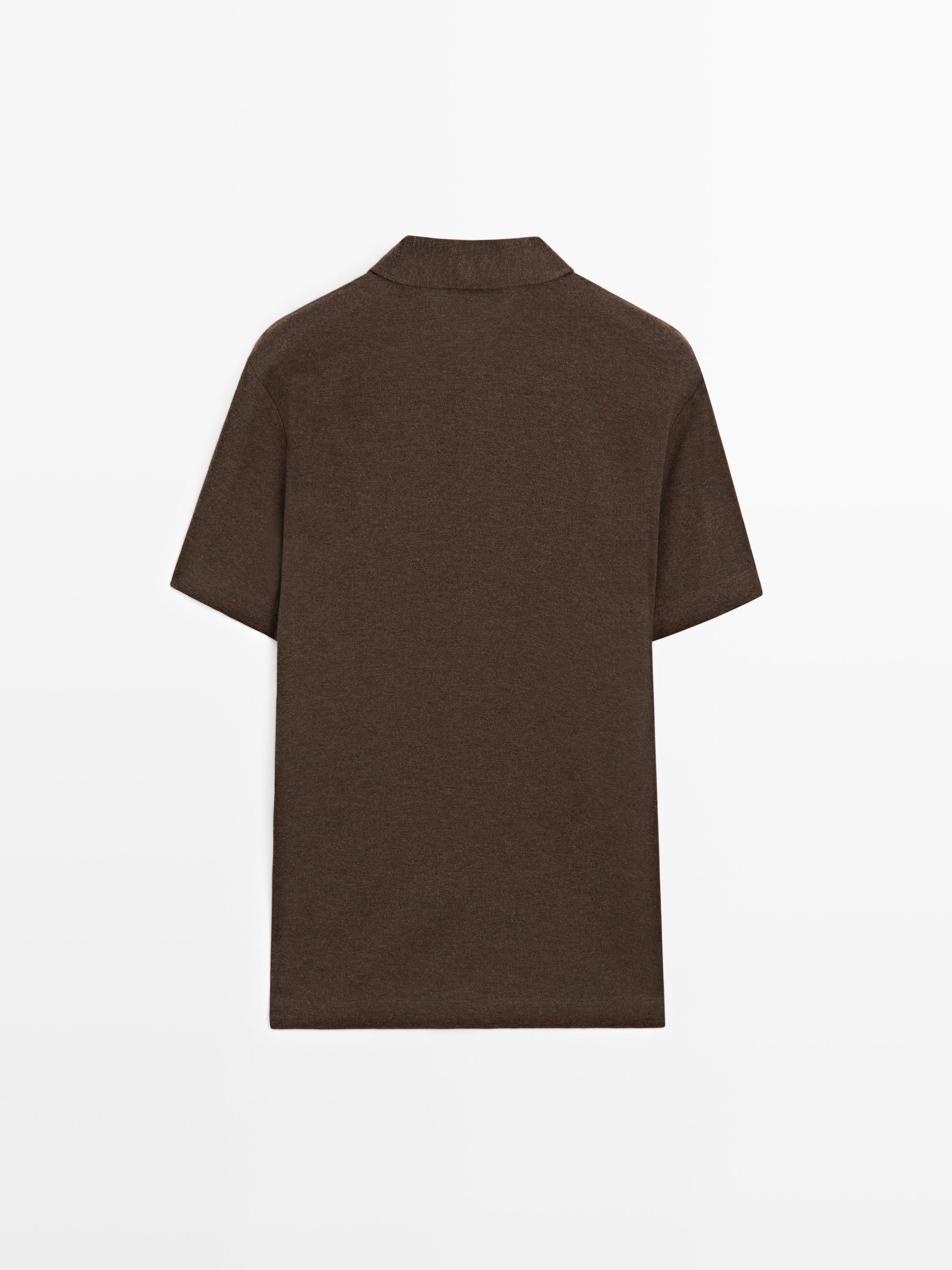 Short sleeve cotton polo shirt — Chocolate