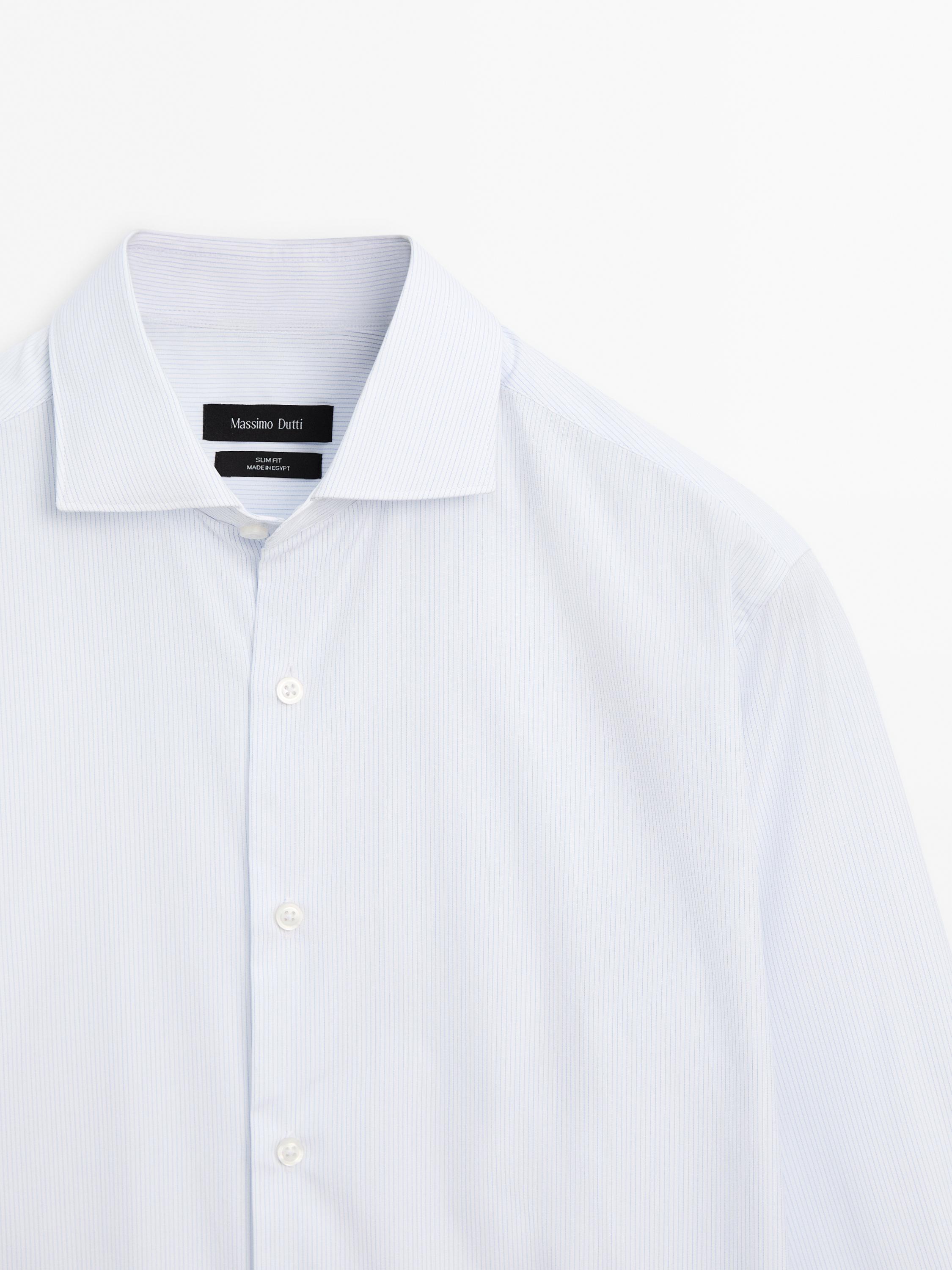 Slim fit striped 100% cotton shirt
