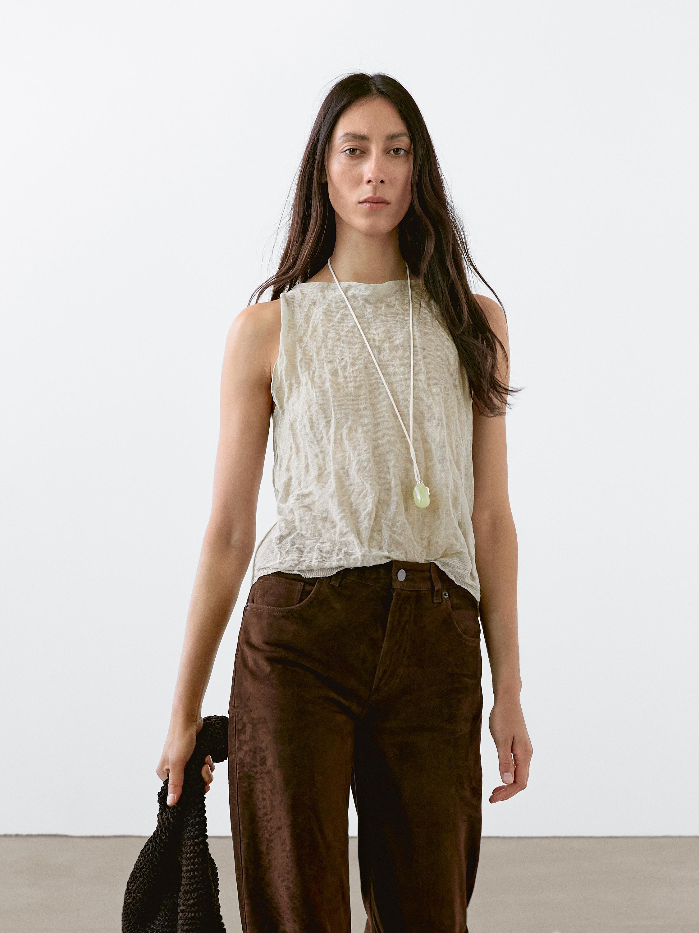 Top halter efecto arrugado