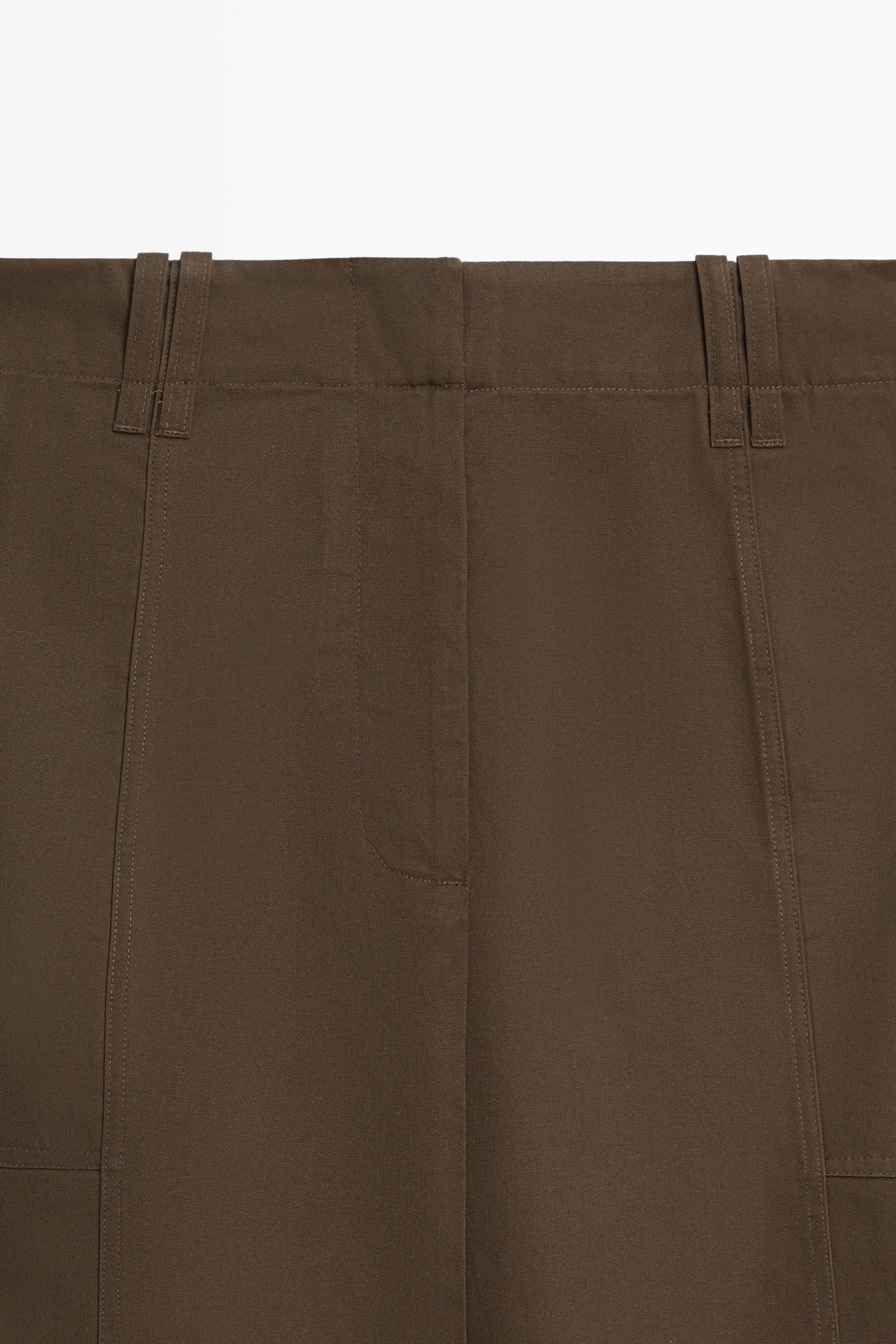 100% Cotton Midi Skirt — BROWN